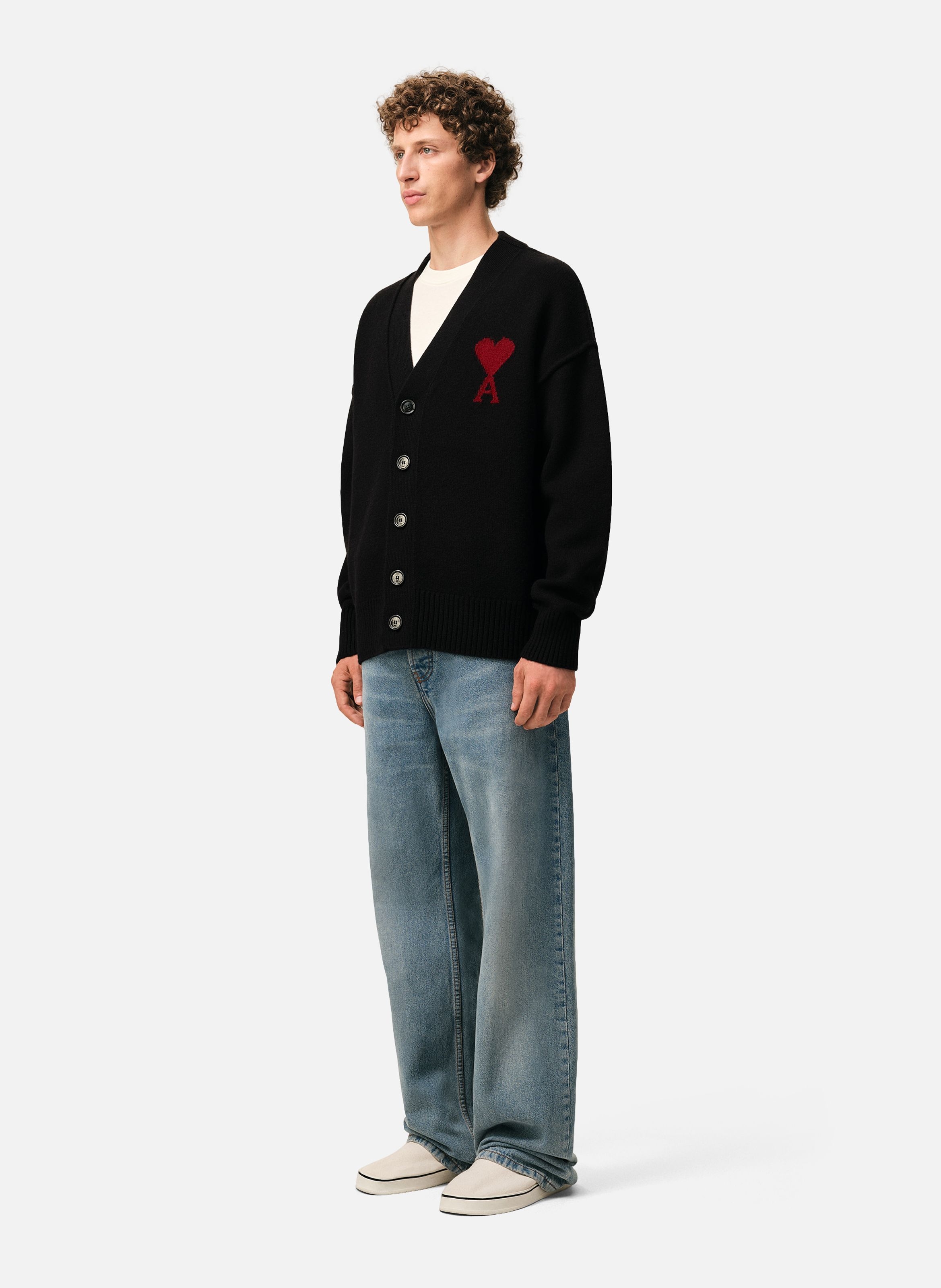 Cardigan Ami De Coeur En Laine unisexe AMI PARIS Noir
