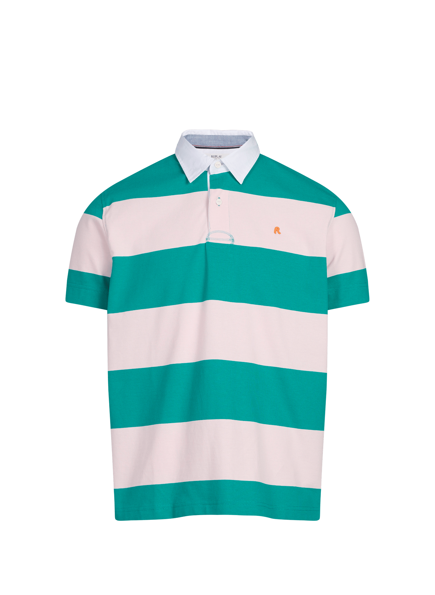 Polo manches courtes à rayures en coton REPLAY Rose