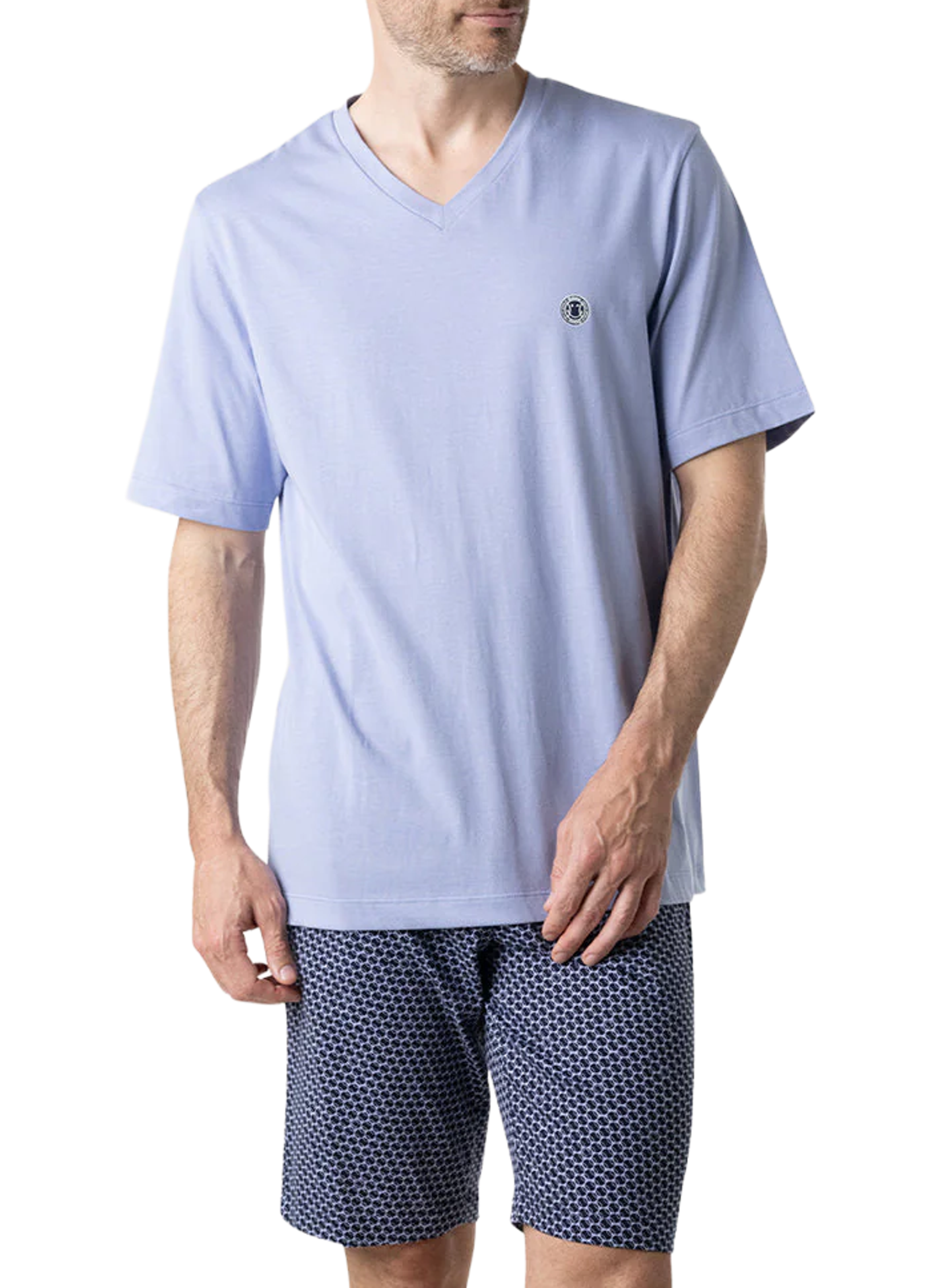 Tee-shirt col V droit en coton EMINENCE Bleu