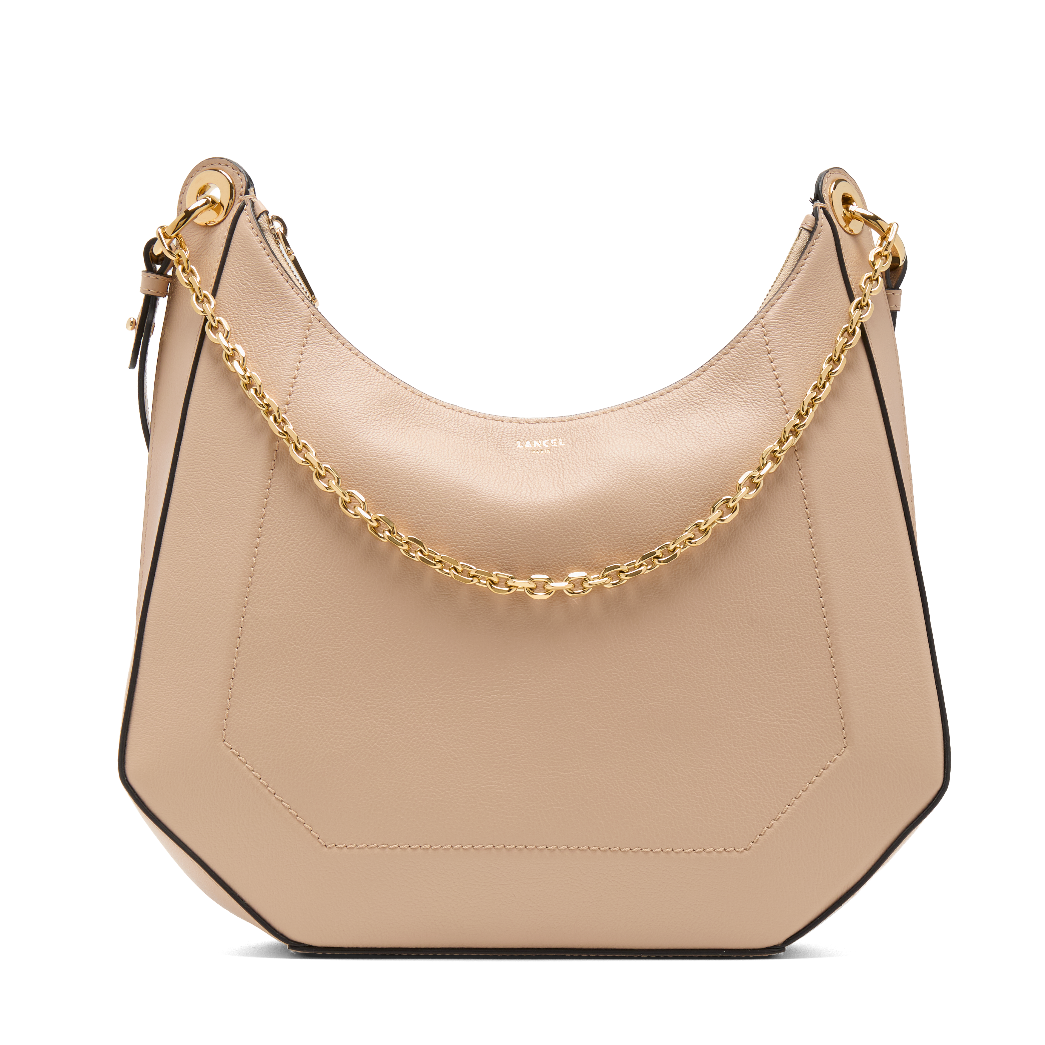Sac zippé l double porté croisette de lancel en cuir LANCEL Beige