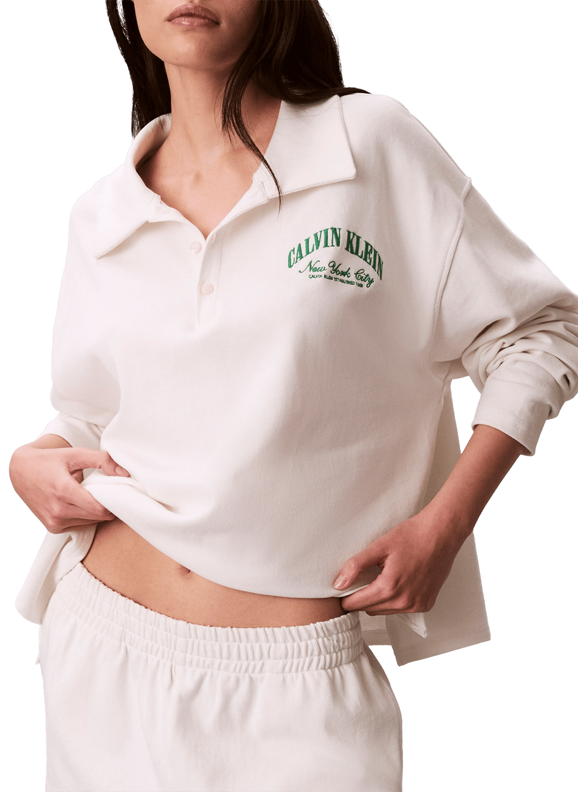 Cotton pyjama top with coat of arms logo CALVIN KLEIN Beige