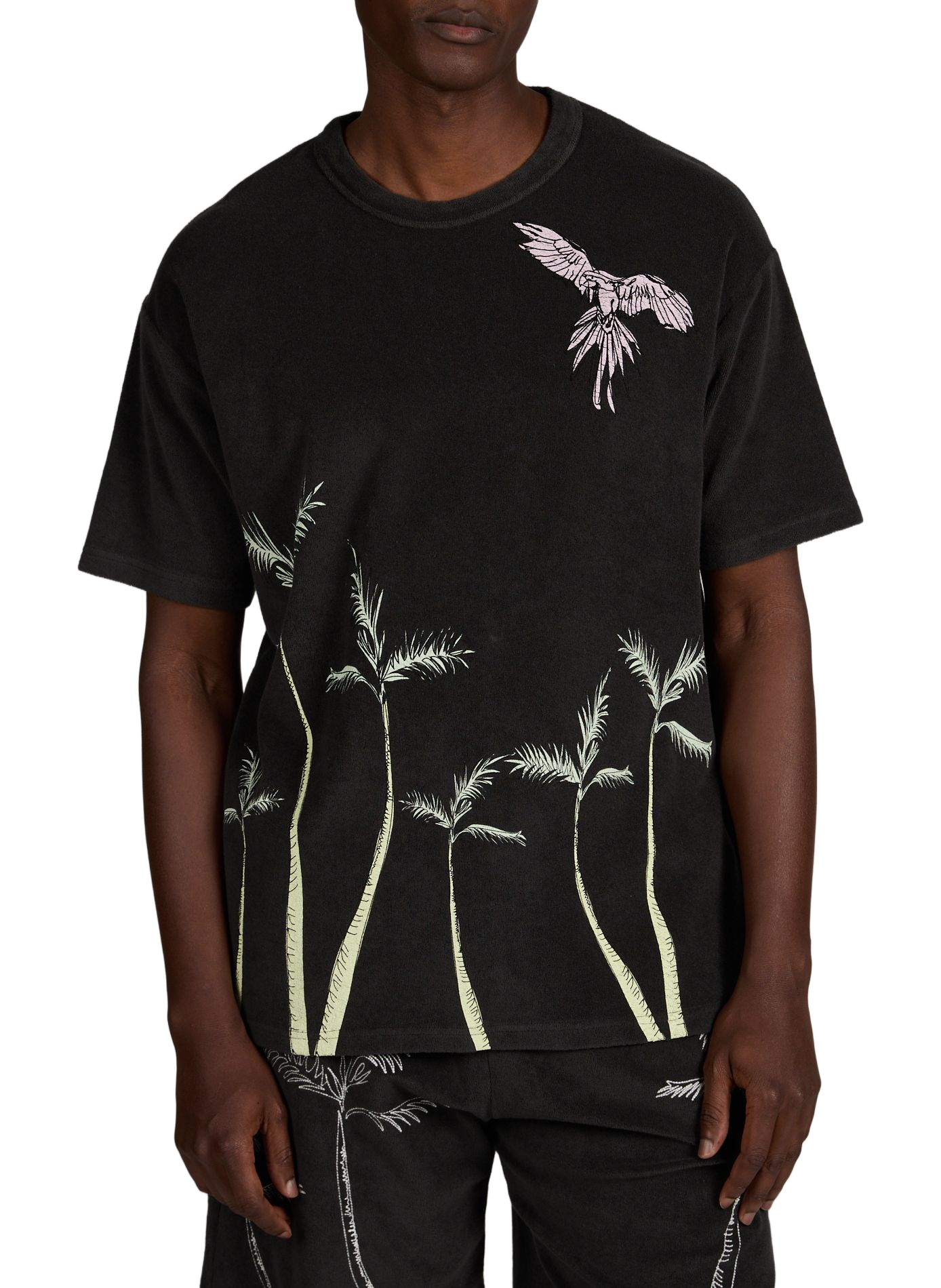 T-shirt éponge Palm Tree en coton MAISON LABICHE Noir