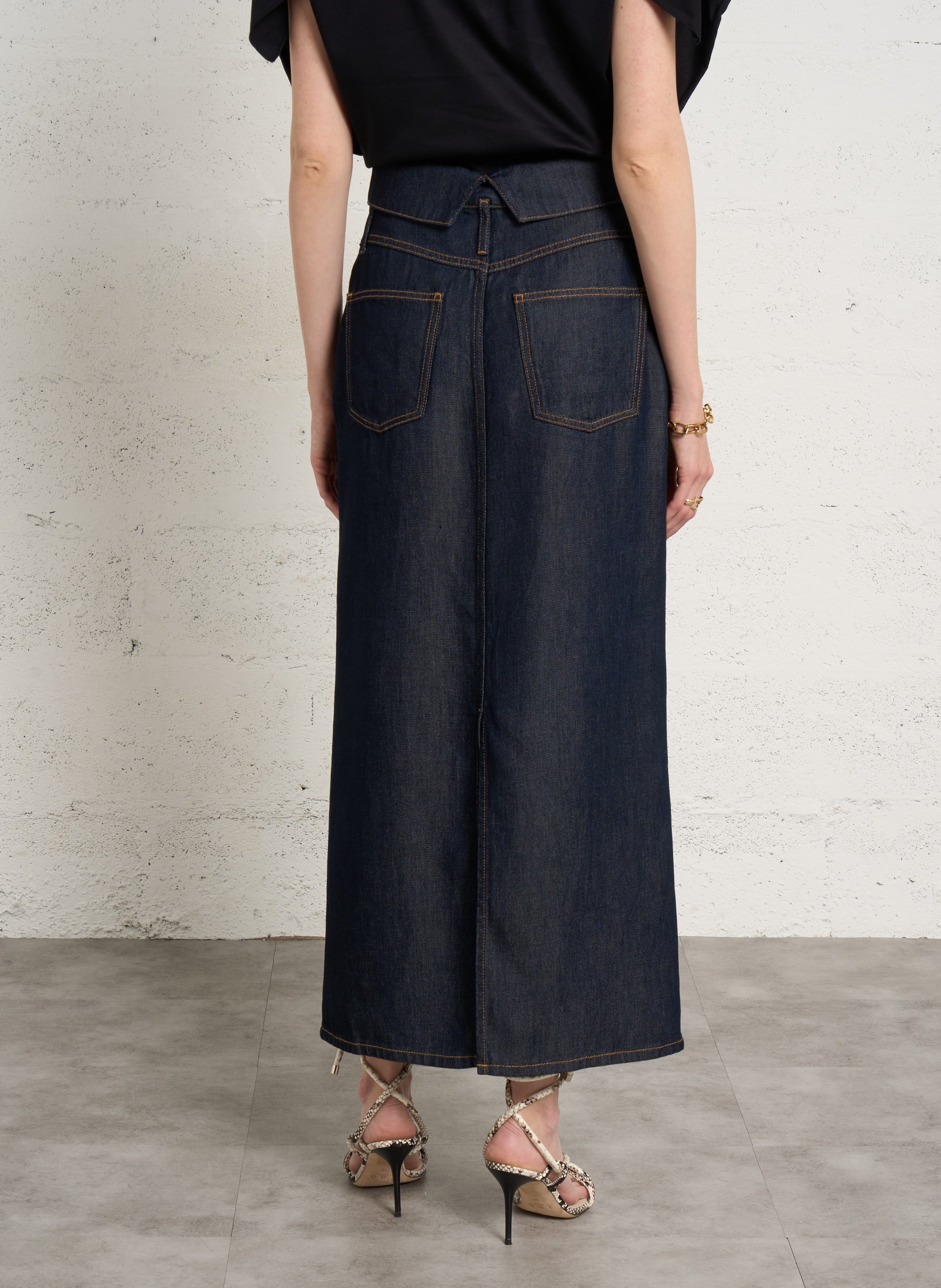 Jupe midi en denim rosiane IRO Bleu