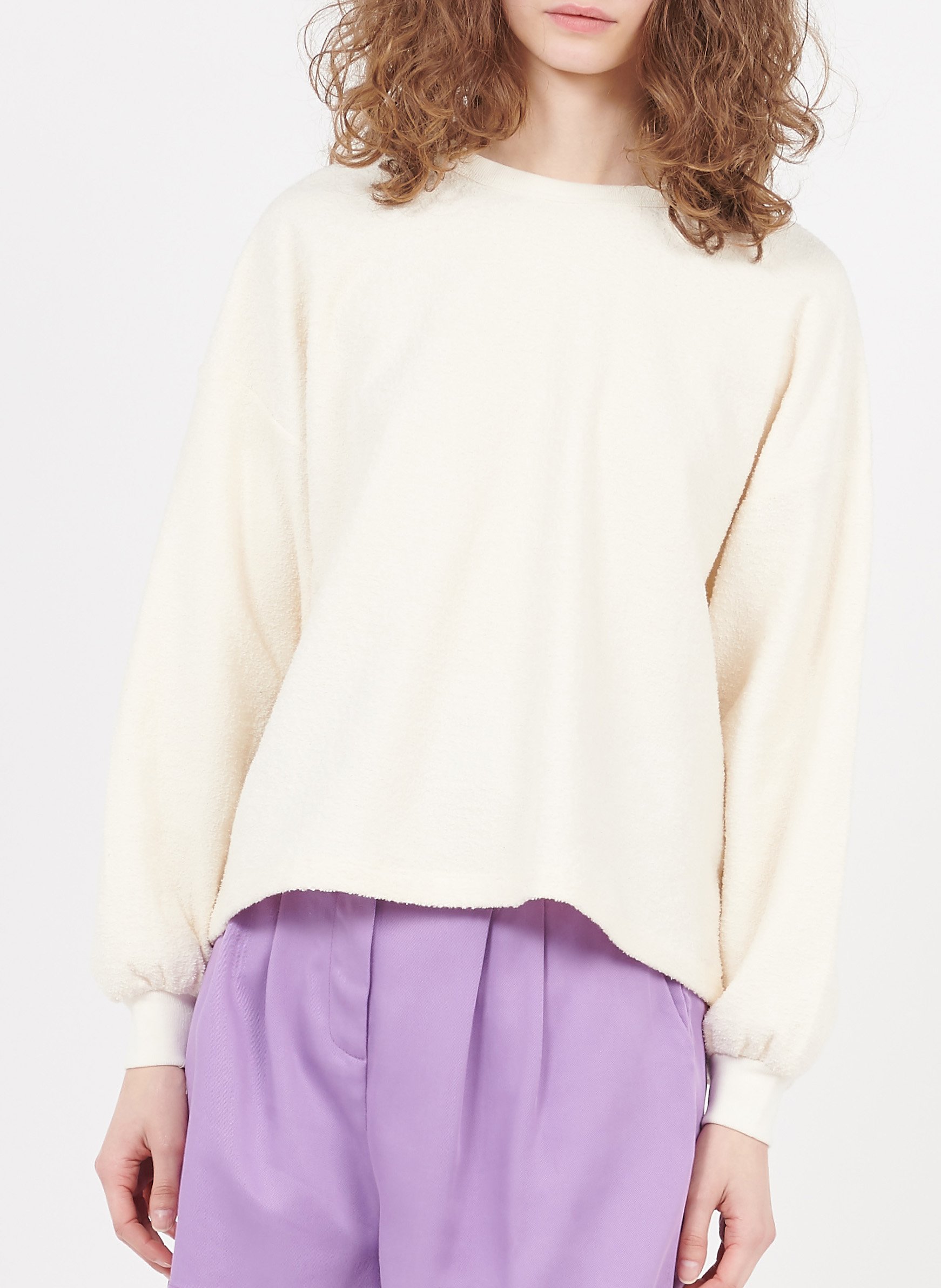 Sweat molletonné col rond en coton bio bobypark Beige