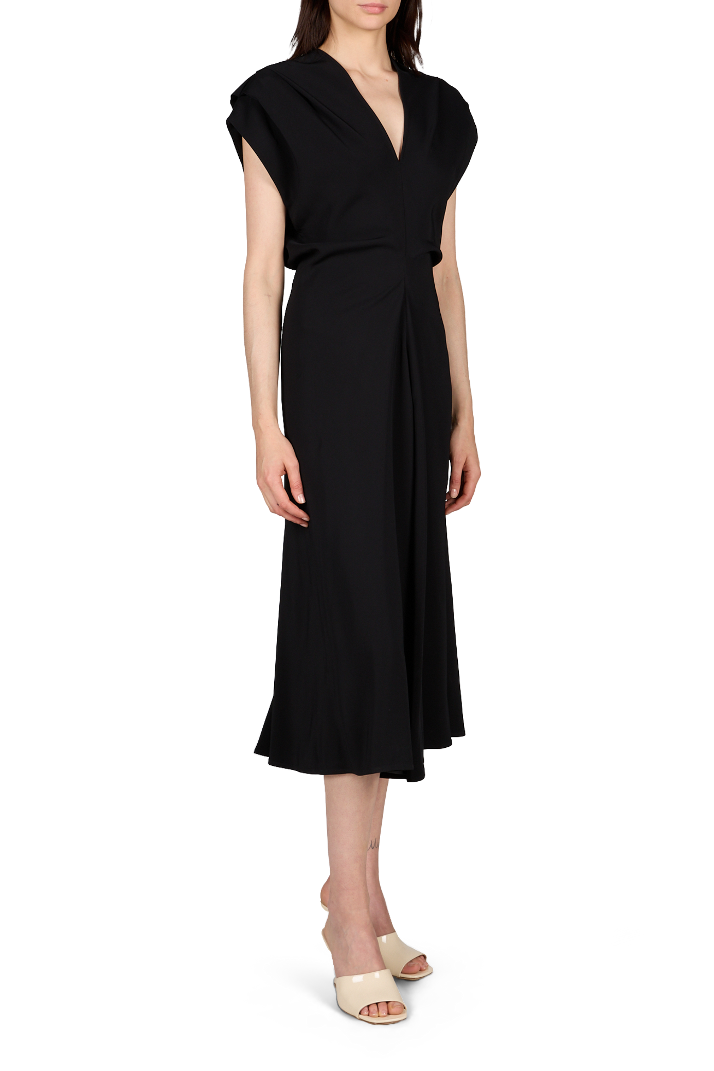 Robe unie à col V CO Noir
