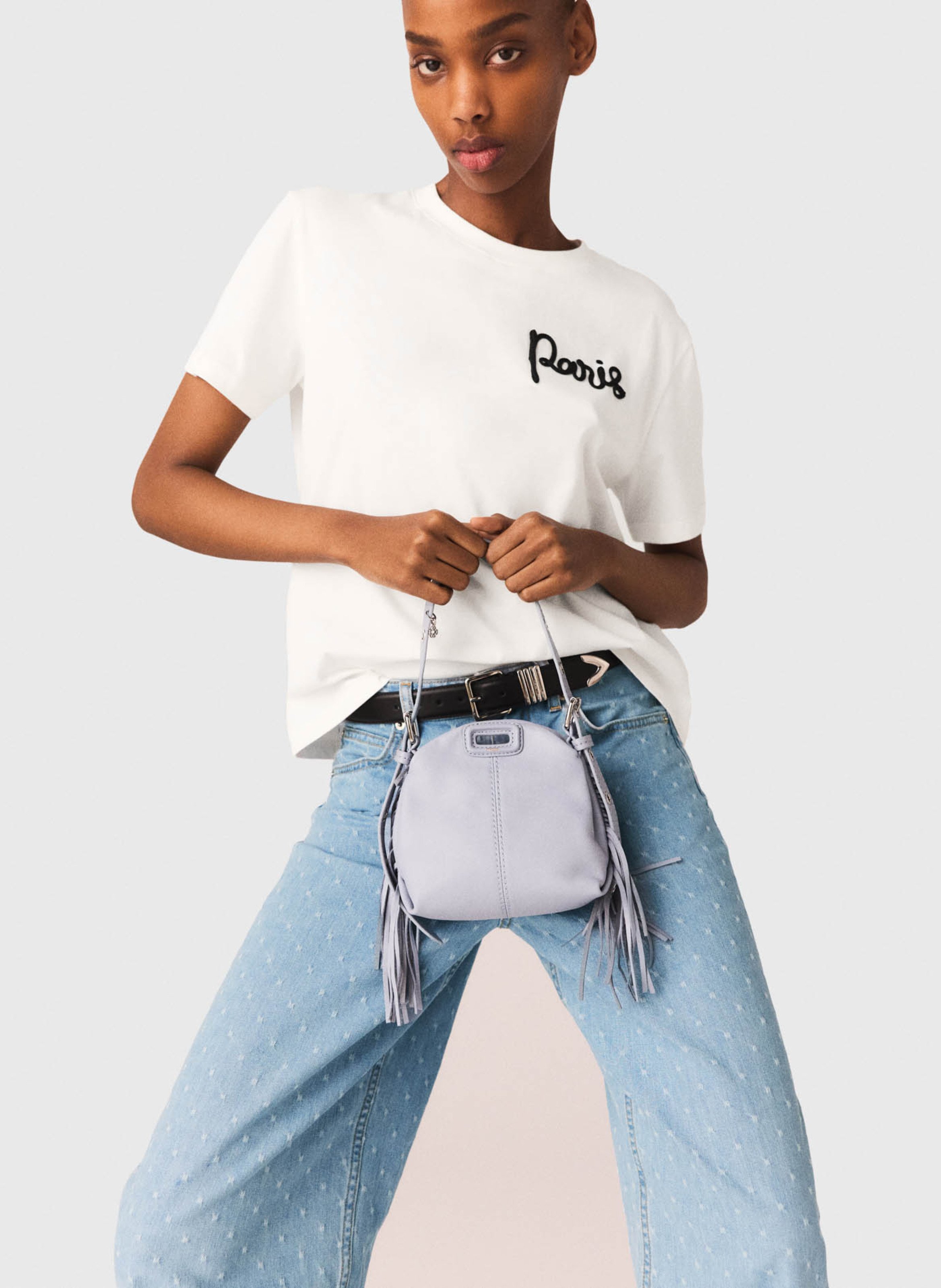 Tee-shirt col rond en coton MAJE Blanc