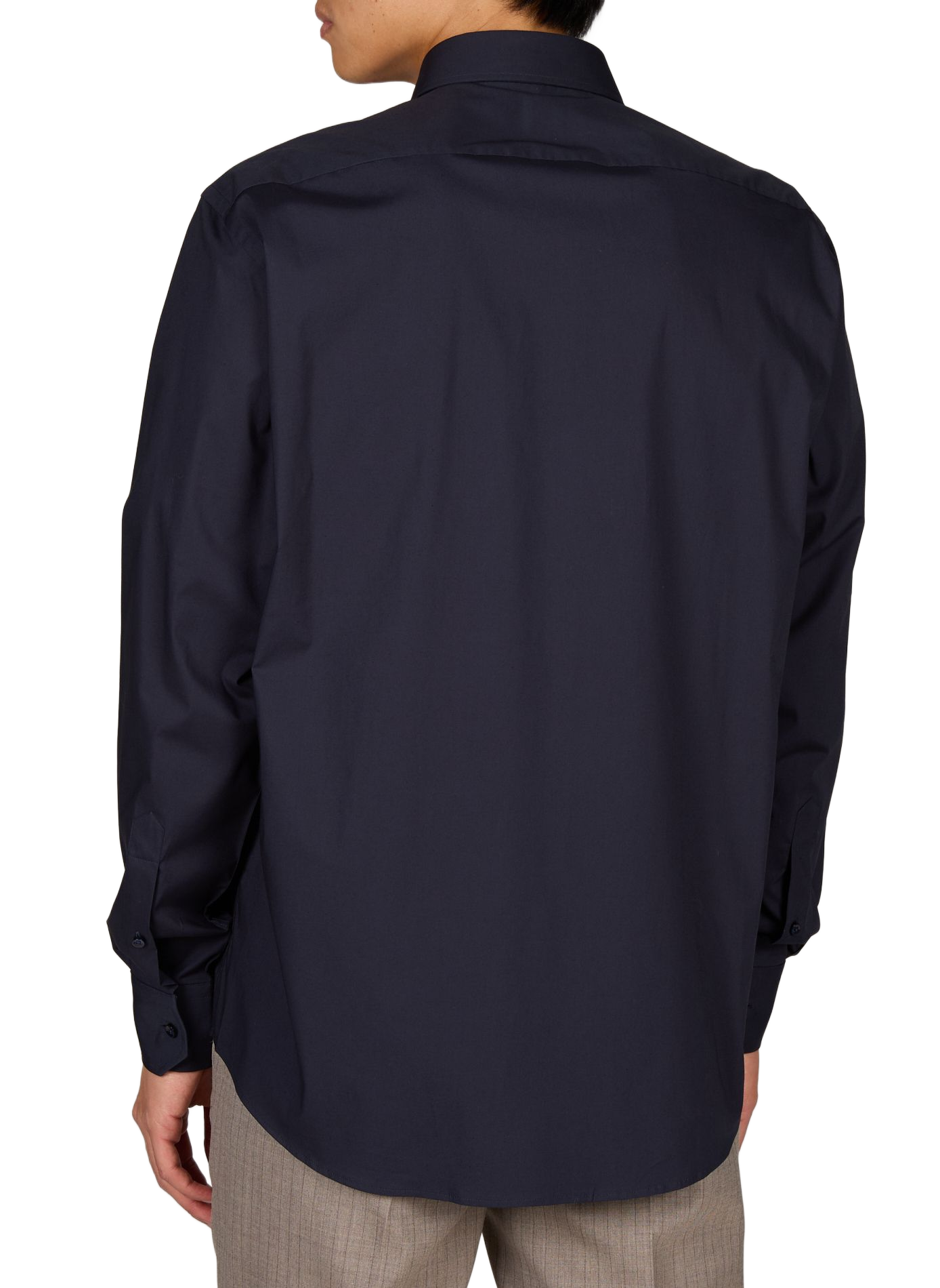 Chemise droite unie à manches longues en coton mélangé BOSS Bleu