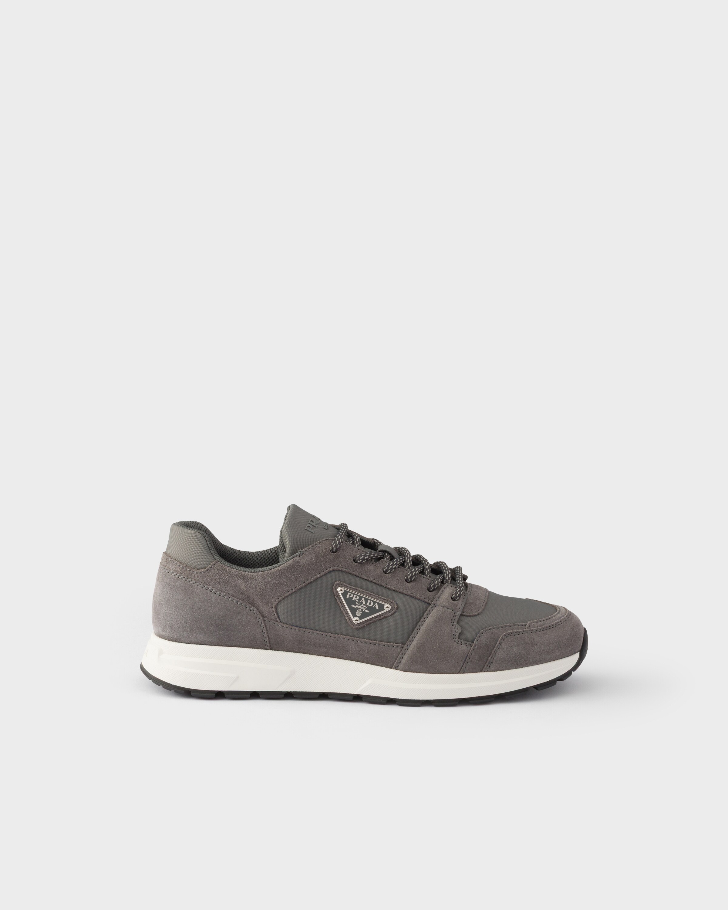 Sneakers prax en daim et re-nylon PRADA Gris