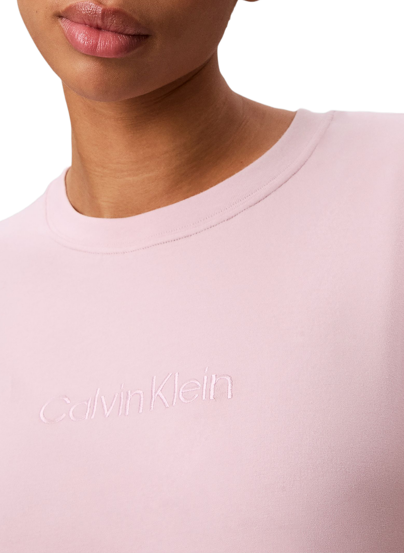 T-shirt with brand embroidery in blended cotton CALVIN KLEIN Pink