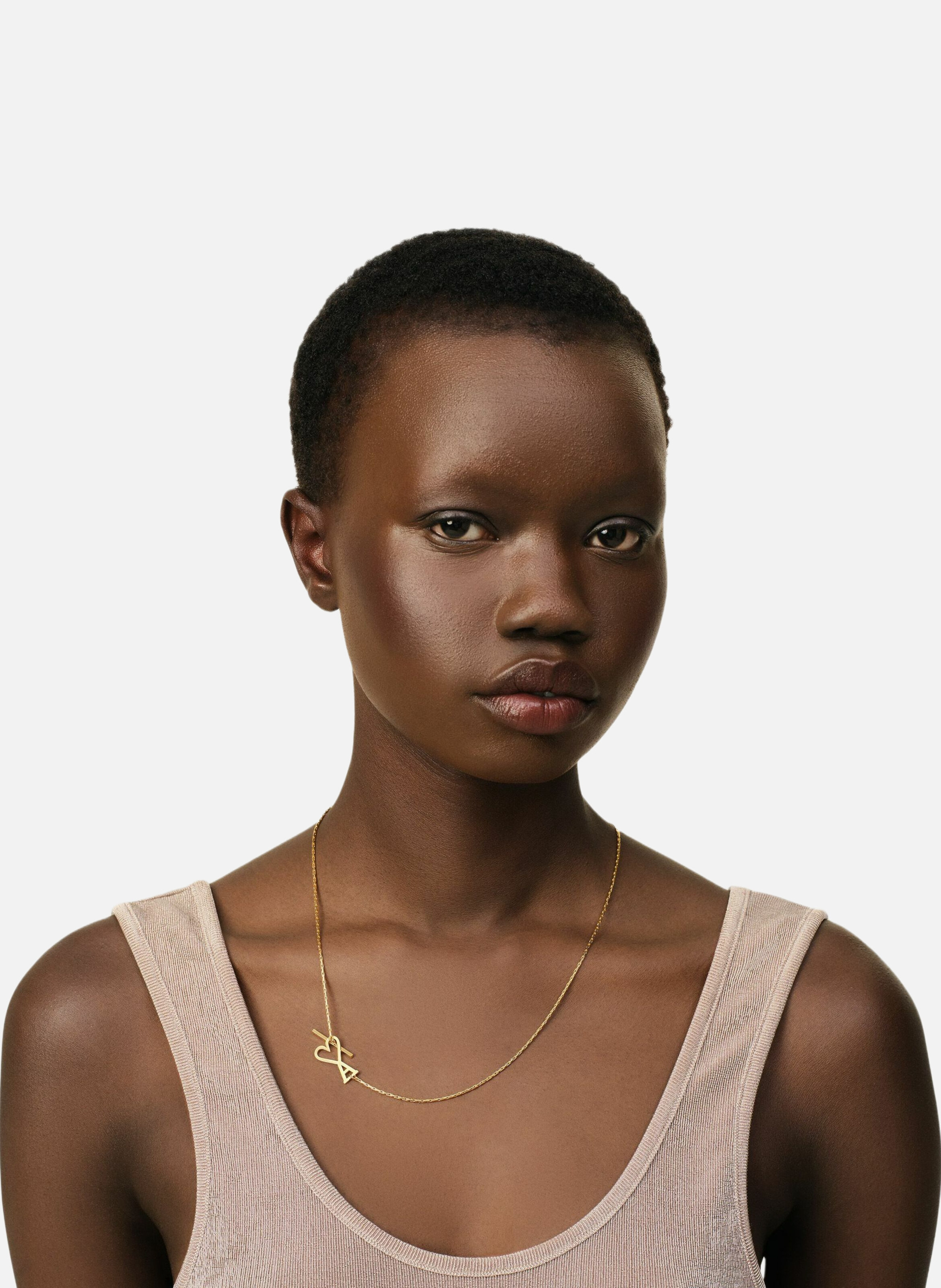 Collier chaîne ami de coeur 2 en 1 unisexe AMI PARIS Jaune
