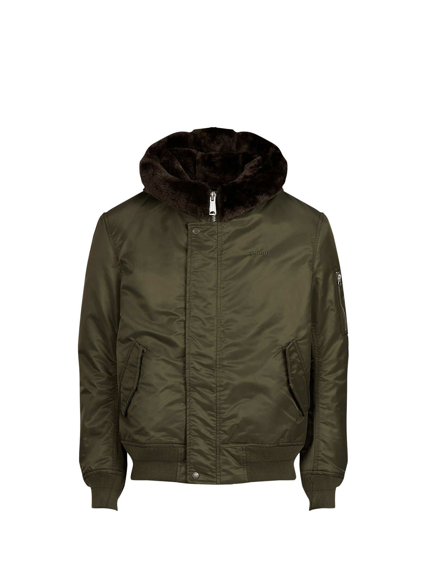 Blouson droit zippé uni SCHOTT Kaki