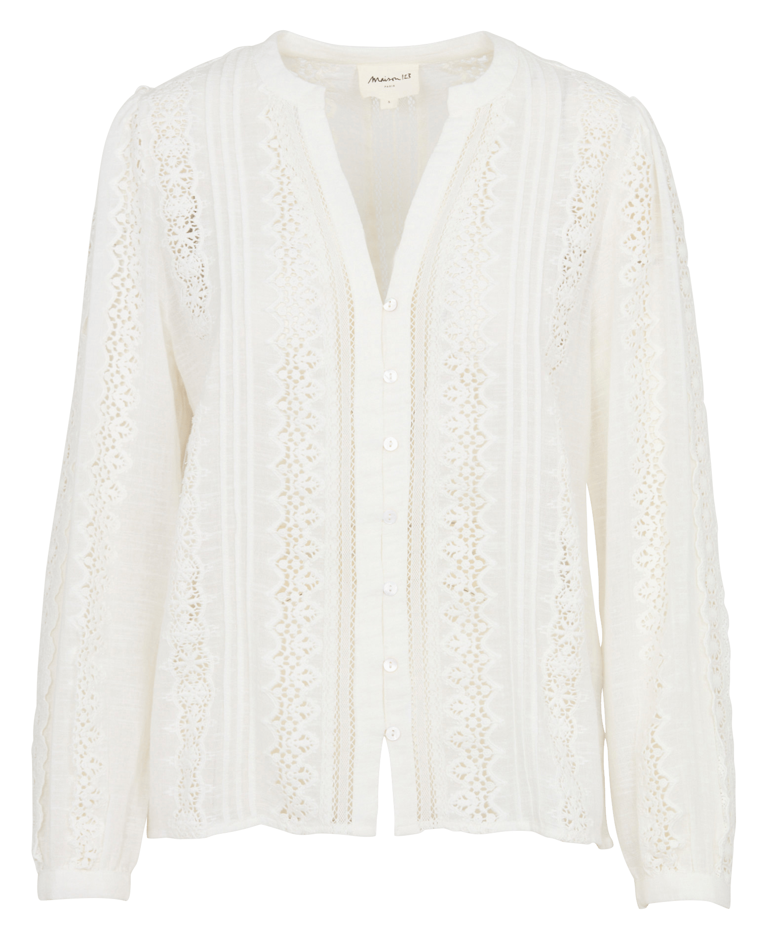 Chemisier col tunisien brodée maguy MAISON 123 Beige