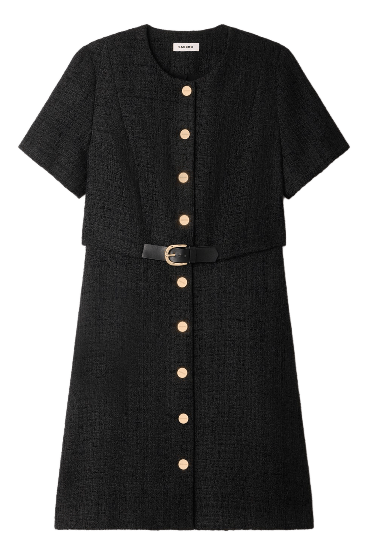 Robe courte droite en tweed SANDRO Noir