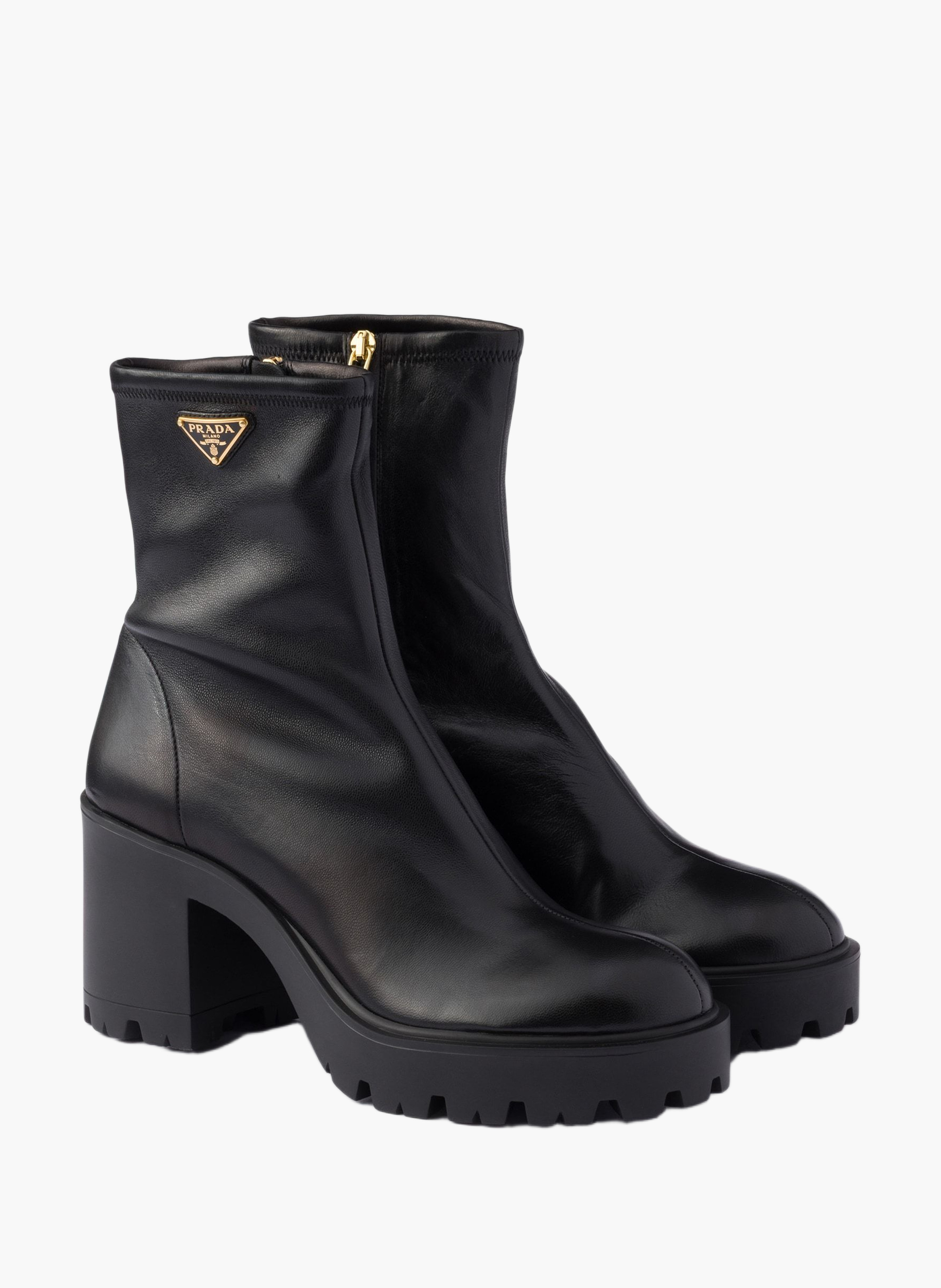 Bottines en cuir nappa stretch PRADA Noir