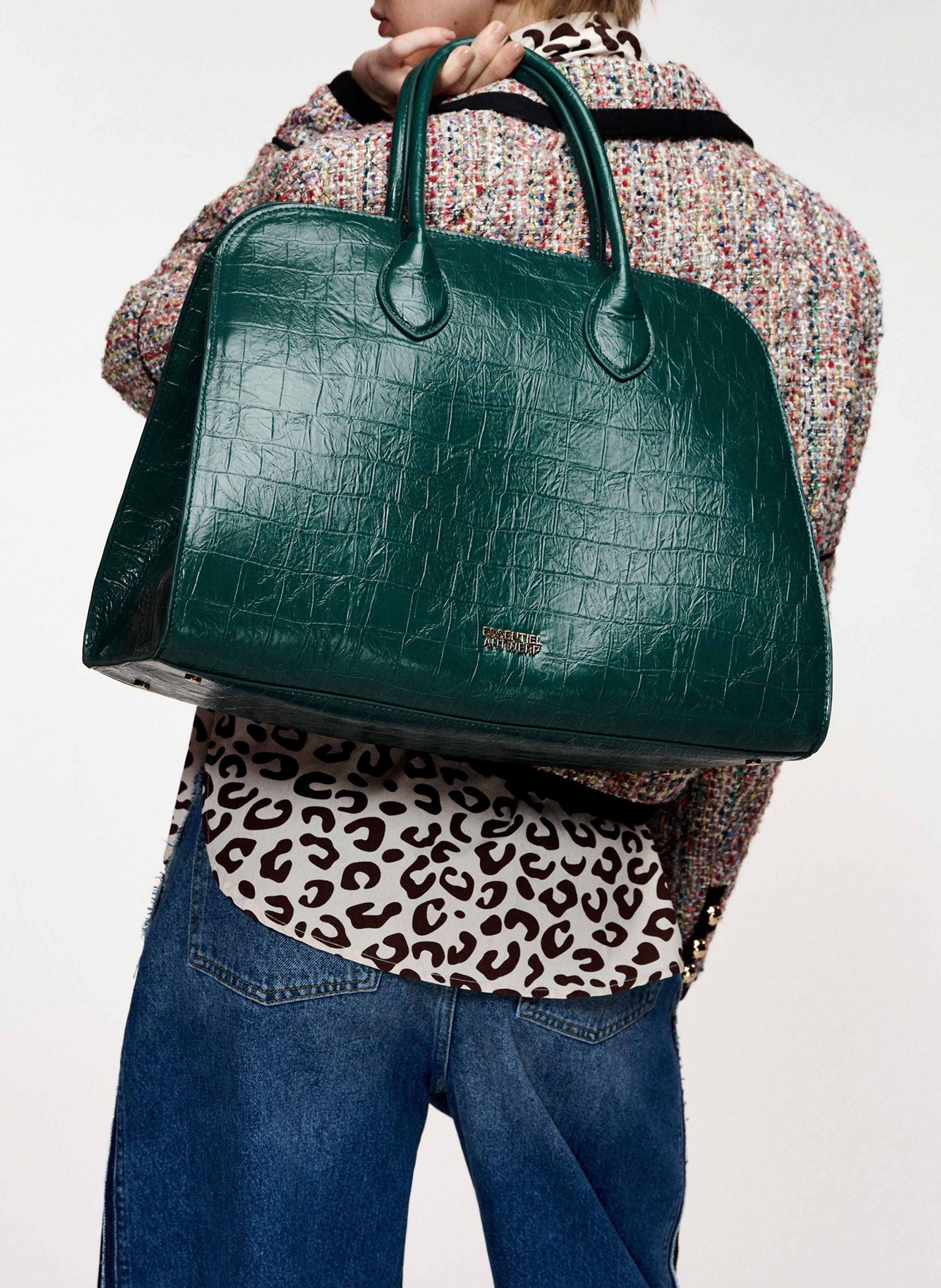 Sac cabas effet peau de crocodile katarina ESSENTIEL ANTWERP Vert