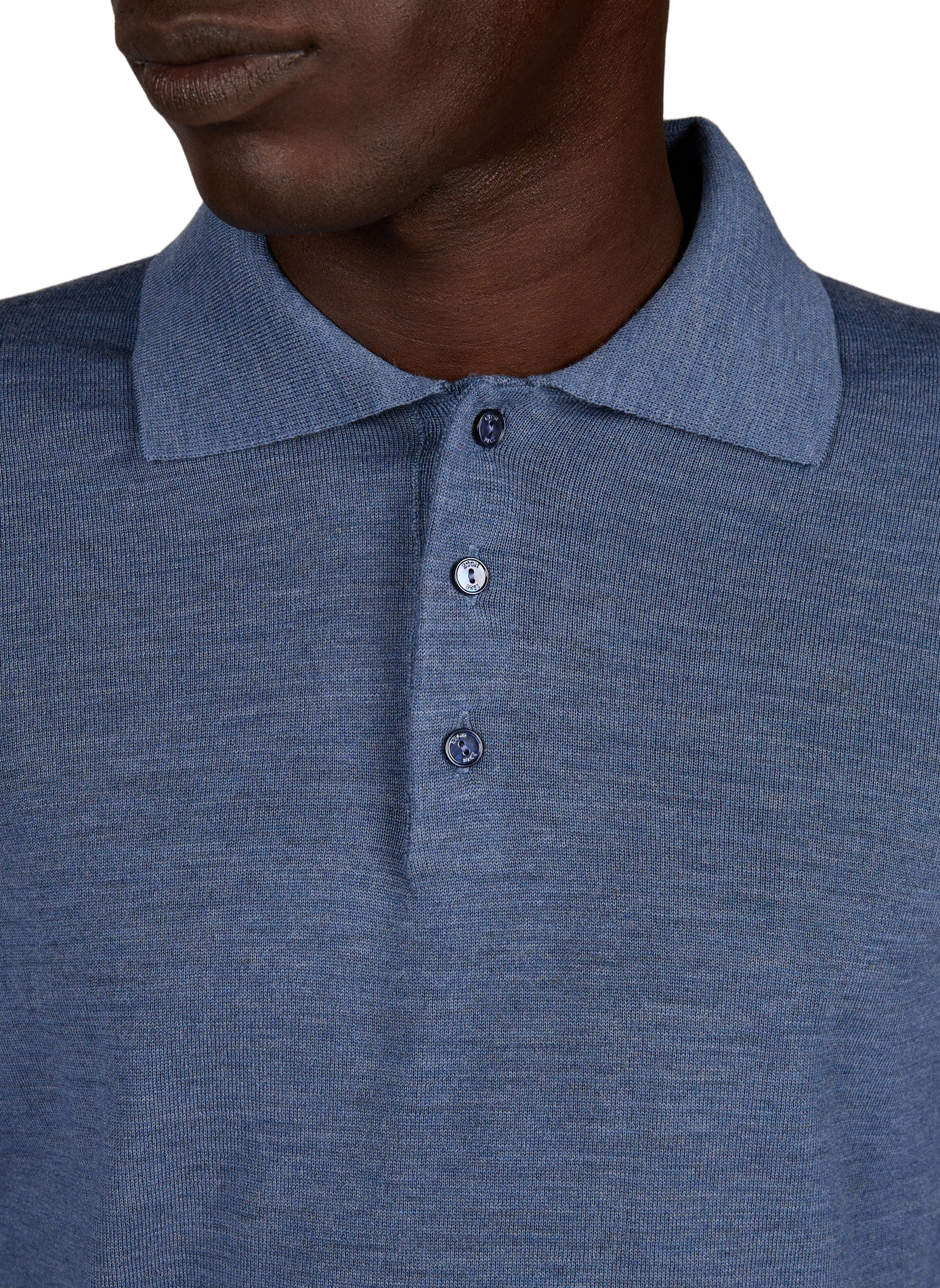 Plain wool long-sleeve polo ETON Blue