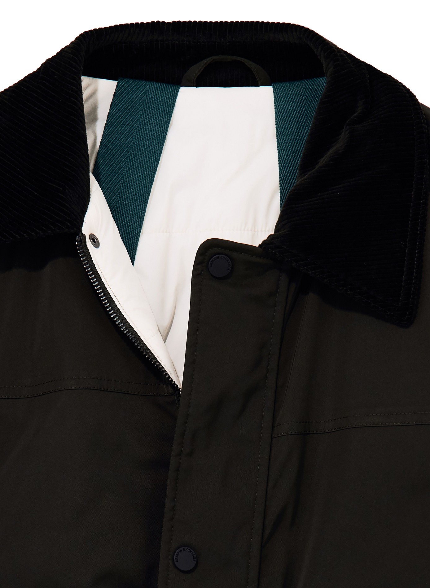 Blouson droit à col velours côtelé ARMANI EXCHANGE Kaki