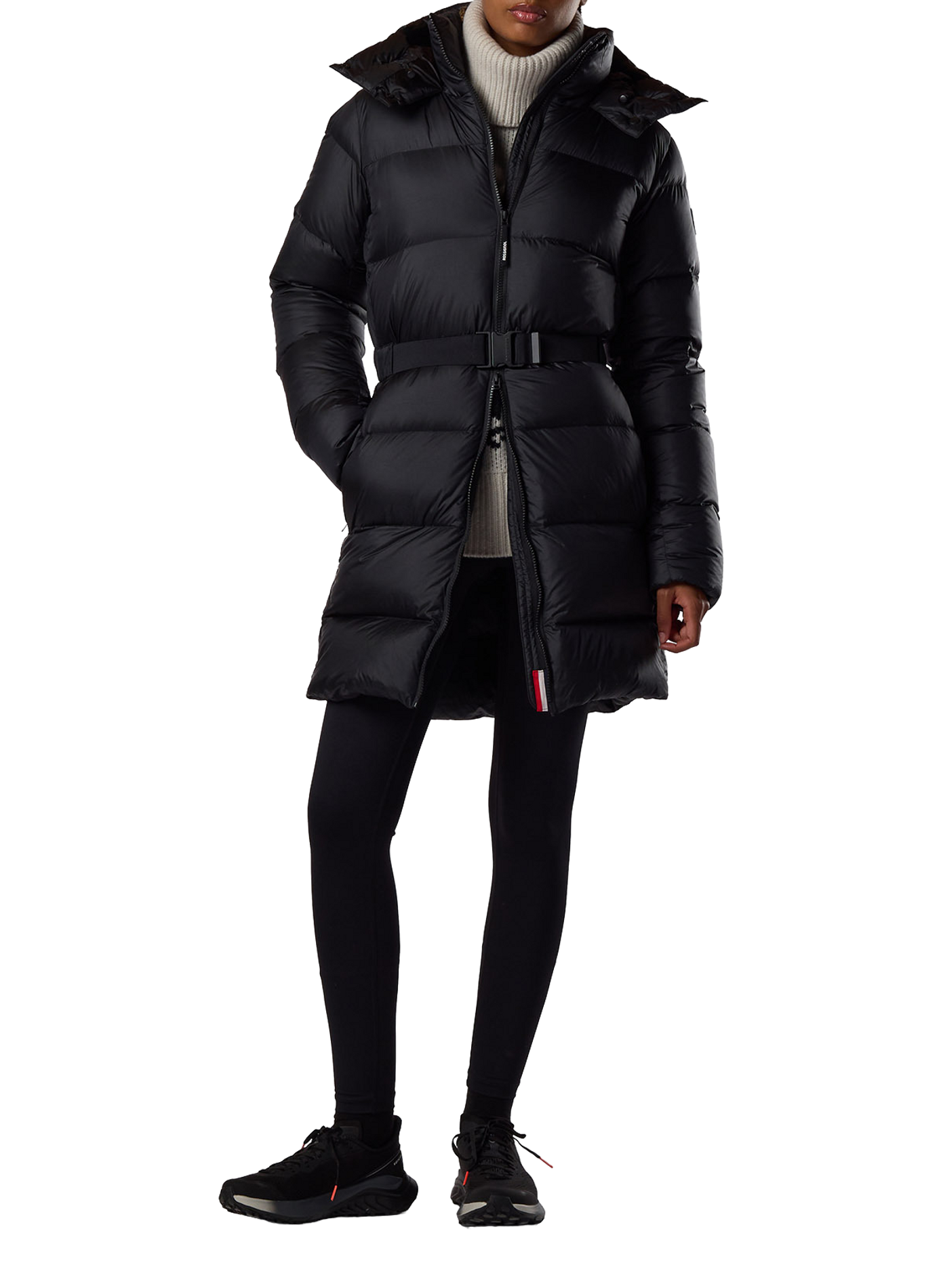 Gerade geschnittener Parka mit Kapuze und Gürtel ROSSIGNOL Schwarz