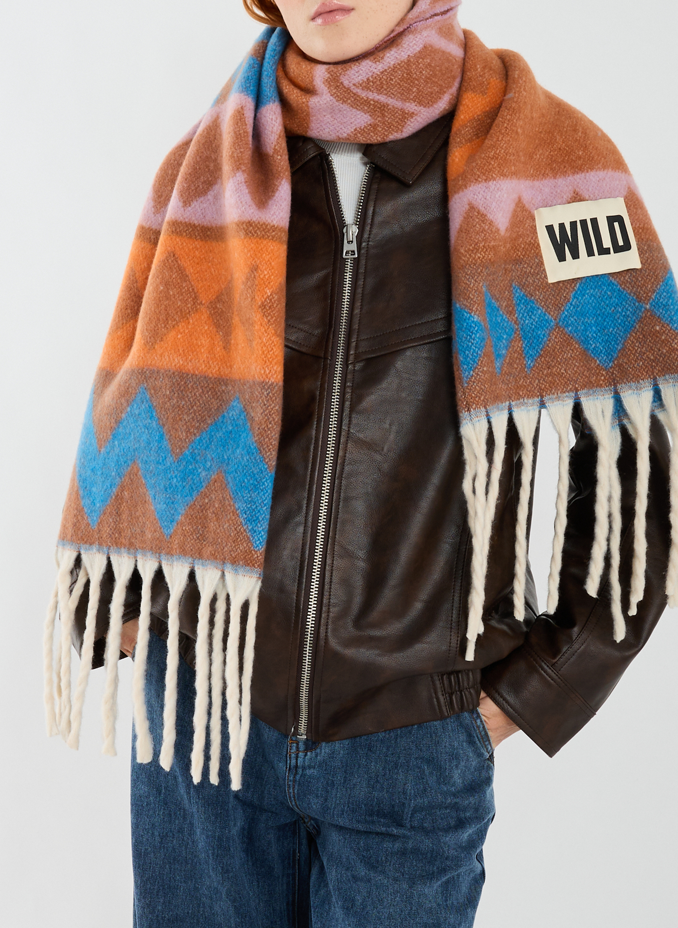 Sjaal met franjes WILD Blauw