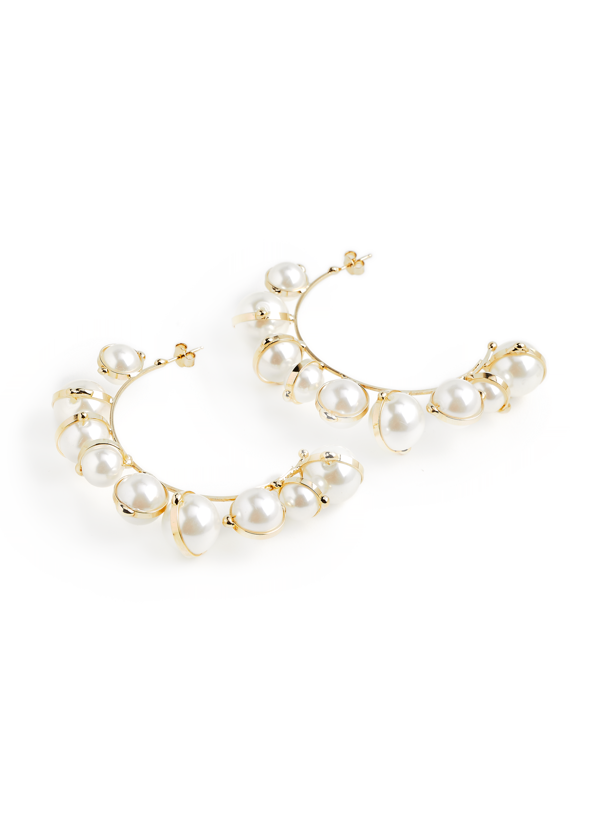 Boucles d'oreille créoles en fausses perles