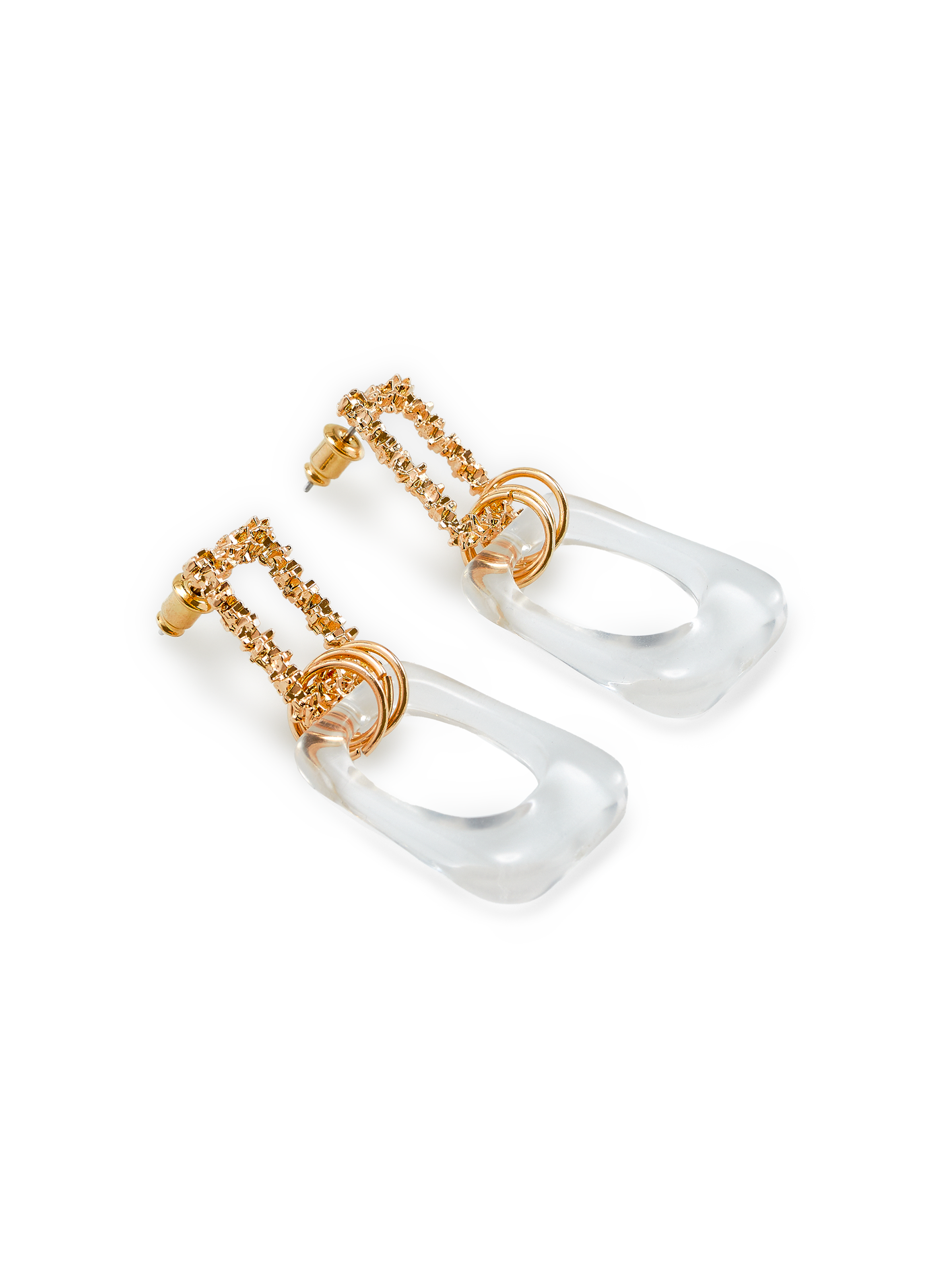 Boucles d'oreille bi-matière AU PRINTEMPS PARIS Doré