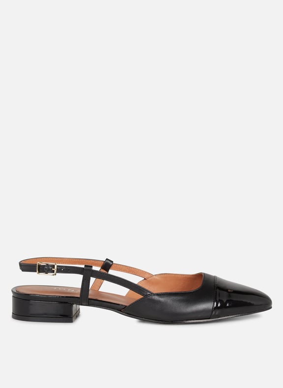 Ballerines ouvertes en cuir vernis dhapou Noir by JONAK JONAK Ballerines ouvertes en cuir vernis dhapou Noir