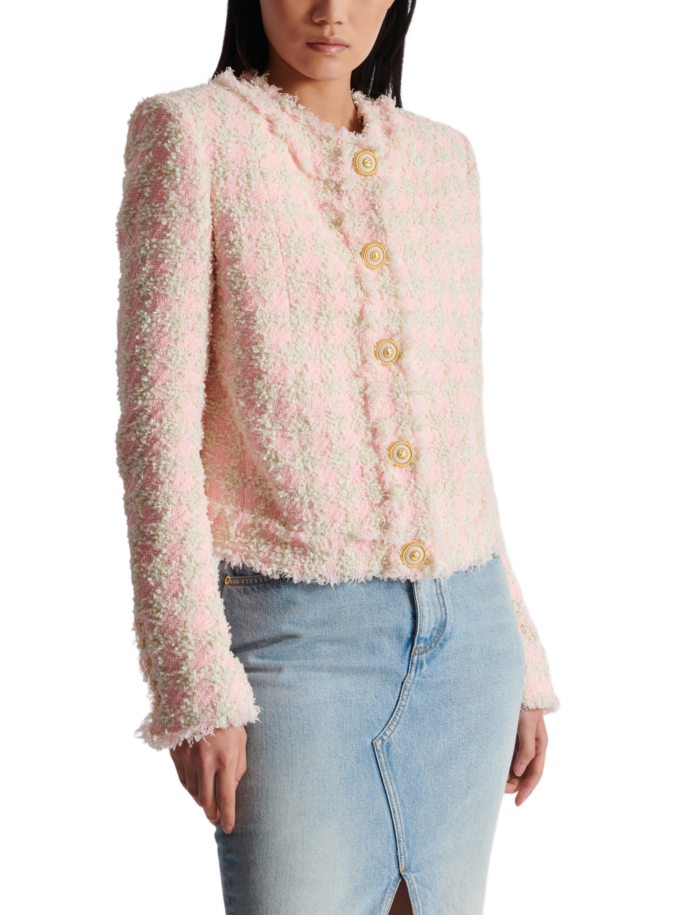 Veste 5 boutons en tweed BALMAIN Rose