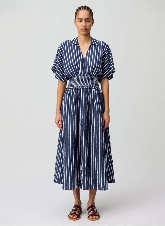 Robe midi cache-cœur à rayures Multicolore by CLAUDIE PIERLOT CLAUDIE PIERLOT Robe midi cache-cœur à rayures Multicolore