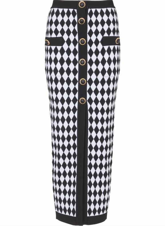 Jupe midi en jacquard diamond Noir by BALMAIN BALMAIN Jupe midi en jacquard diamond Noir
