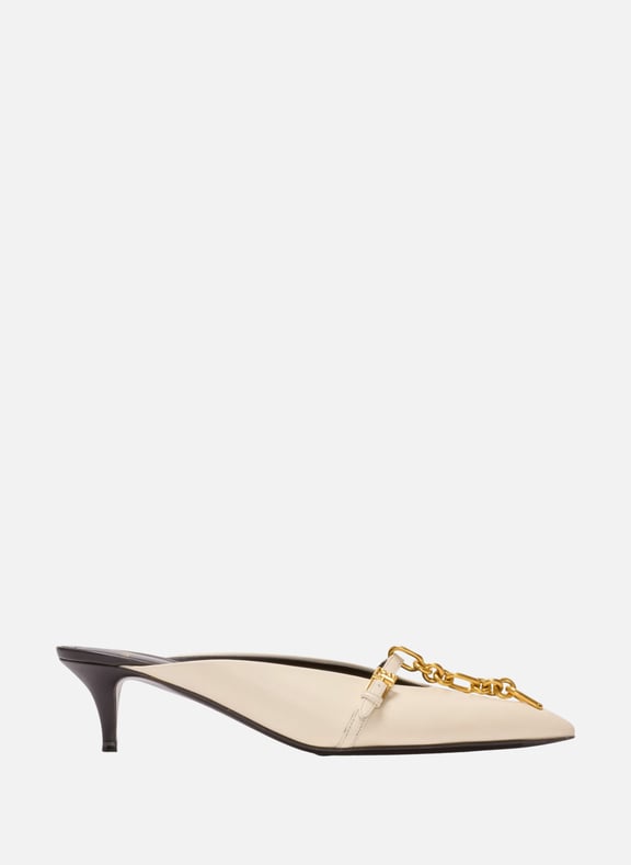 Mules sync en cuir à bout pointu Beige by BALMAIN BALMAIN Mules sync en cuir à bout pointu Beige