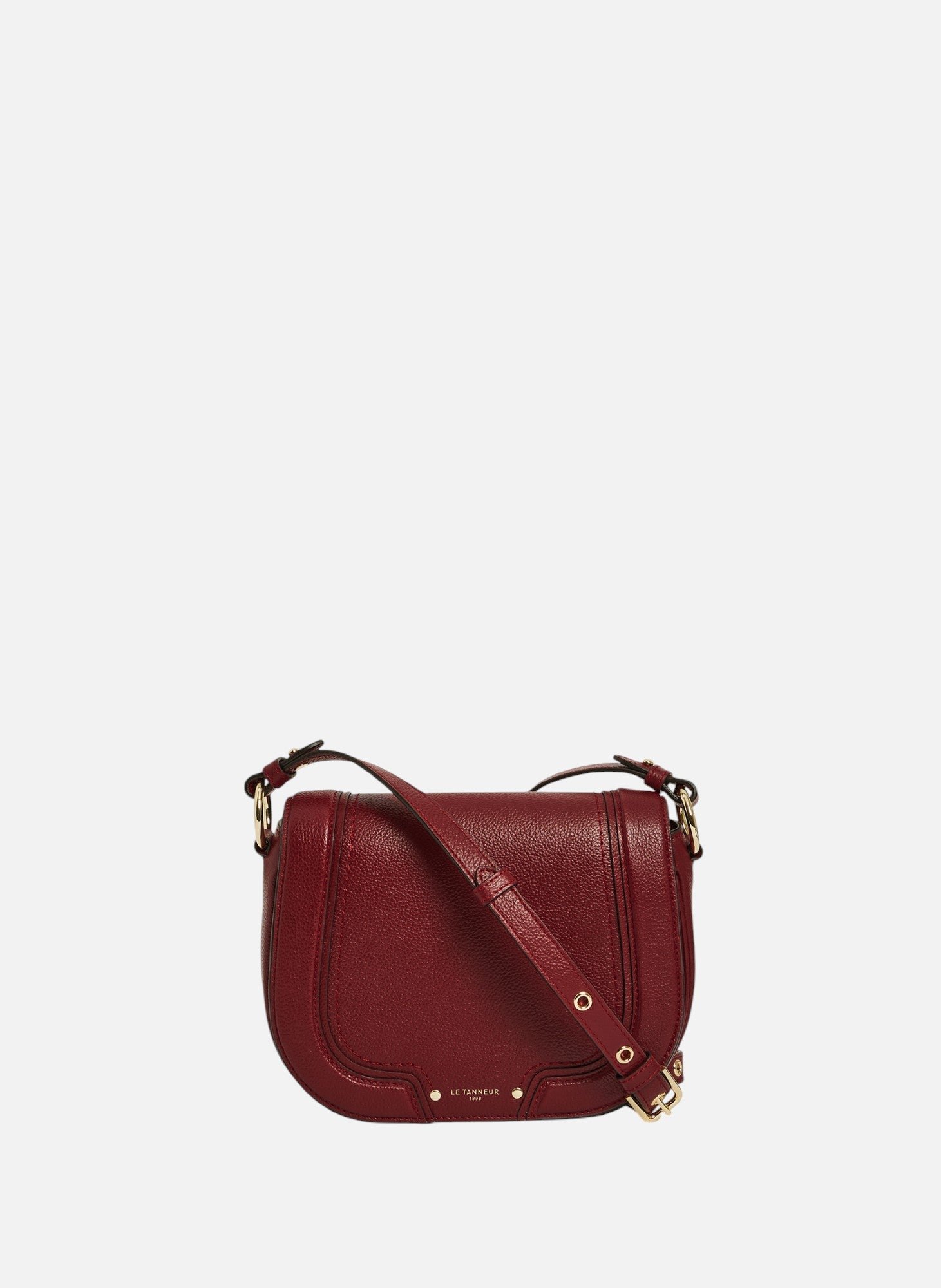 Sac bandoulière moyen modèle ella en cuir grainé LE TANNEUR Rouge