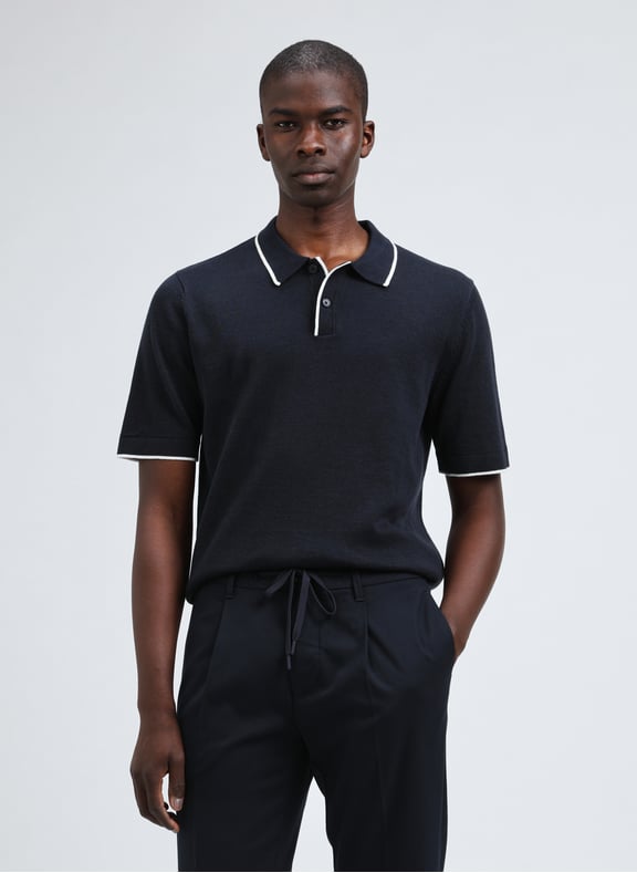 Polo en coton et lin Bleu by SELECTED SELECTED Polo en coton et lin Bleu