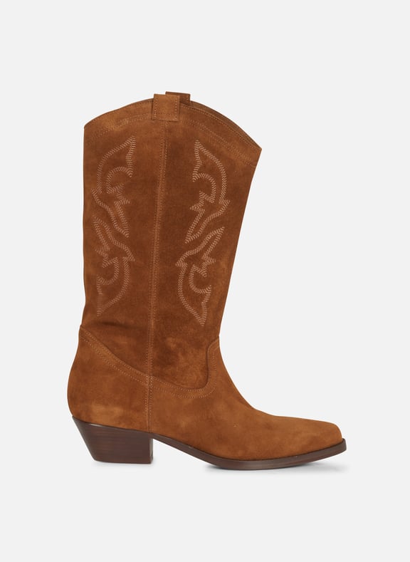 Bottines à broderies en cuir claurys Marron by BA&SH BA&SH Bottines à broderies en cuir claurys Marron
