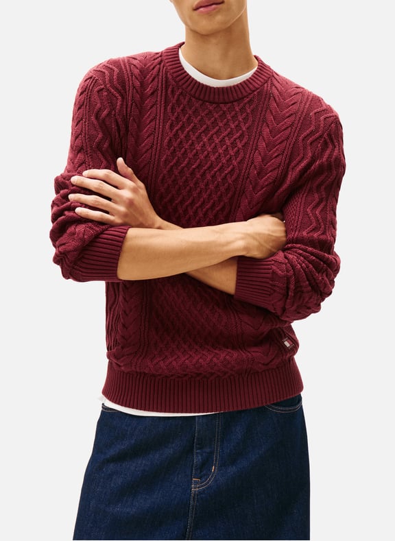 Pull en maille torsadée Rouge by TOMMY HILFIGER TOMMY HILFIGER Pull en maille torsadée Rouge