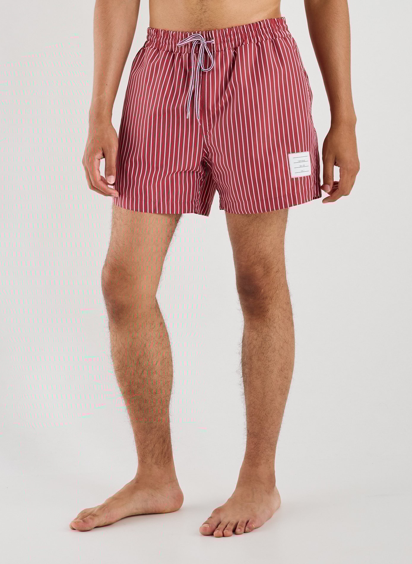 Striped high-waisted shorts THOM BROWNE Red