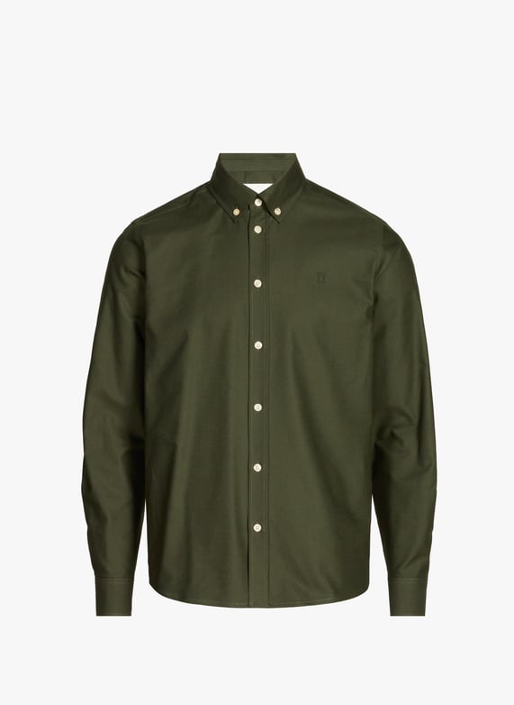 Chemise col américain en coton mélangé | Vert by LES DEUX Chemise col américain en coton mélangé Vert