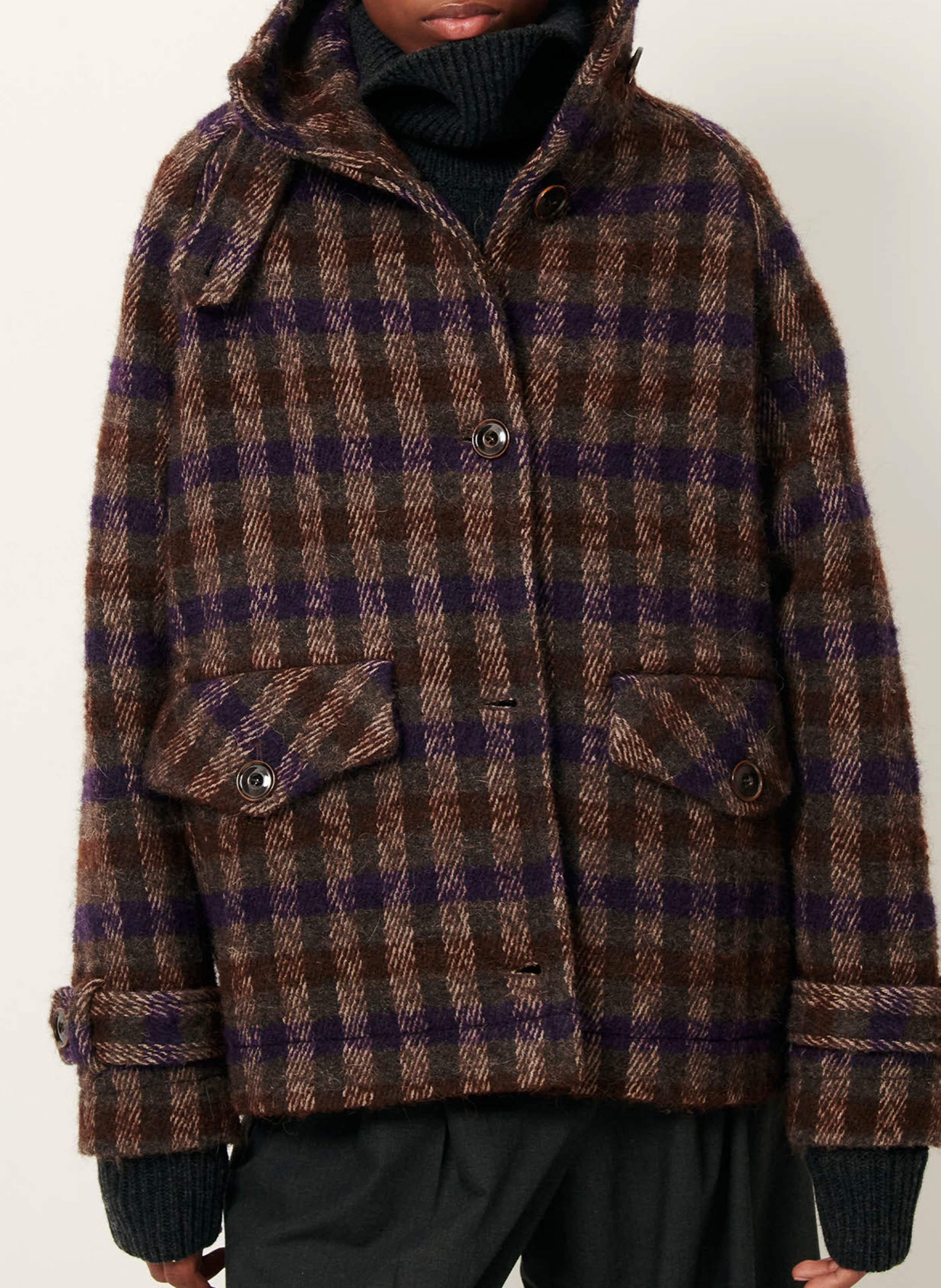 Manteau oversize à carreaux lee valley SESSUN Marron