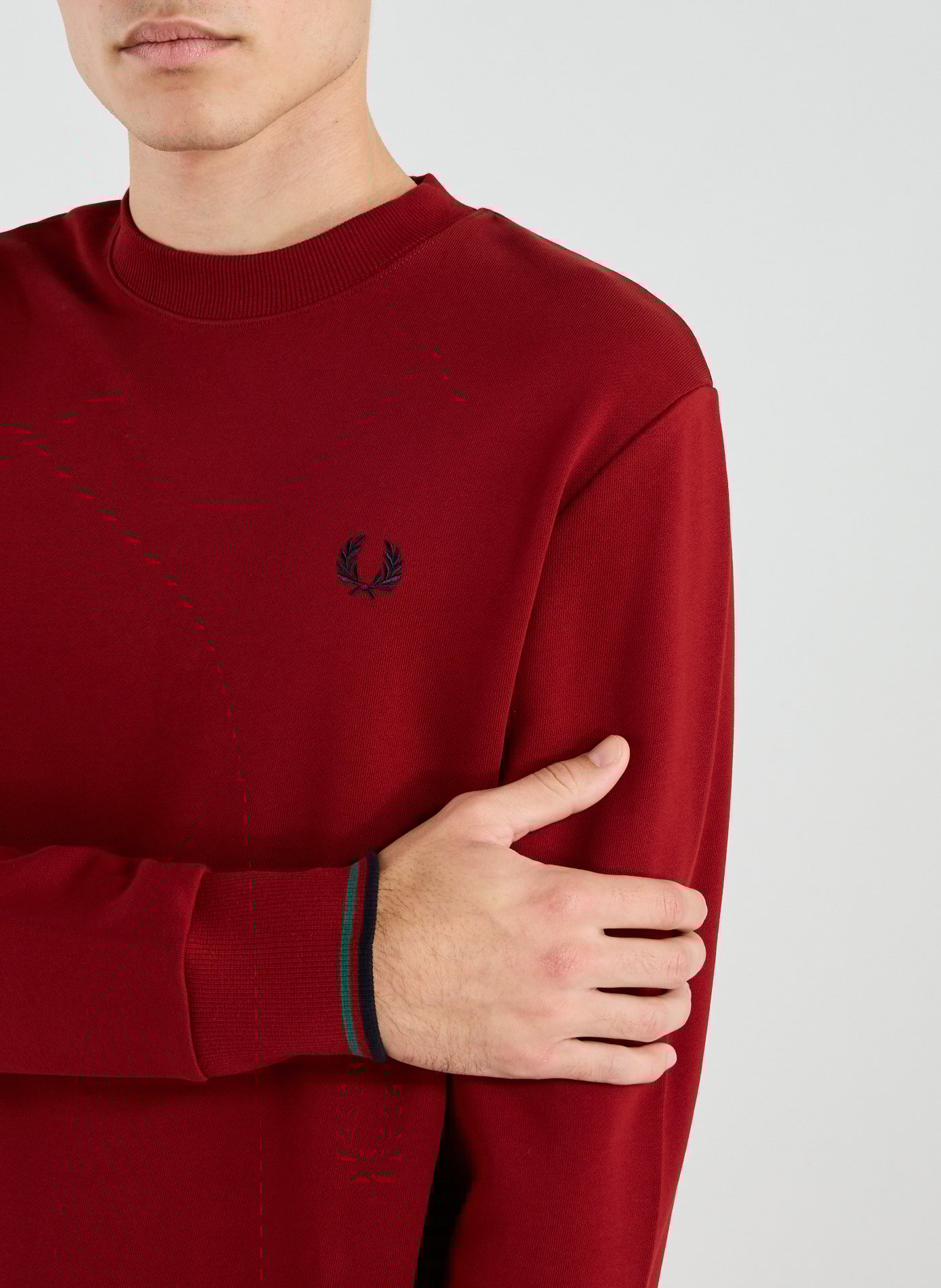 Sweatshirt col rond en coton FRED PERRY Rouge