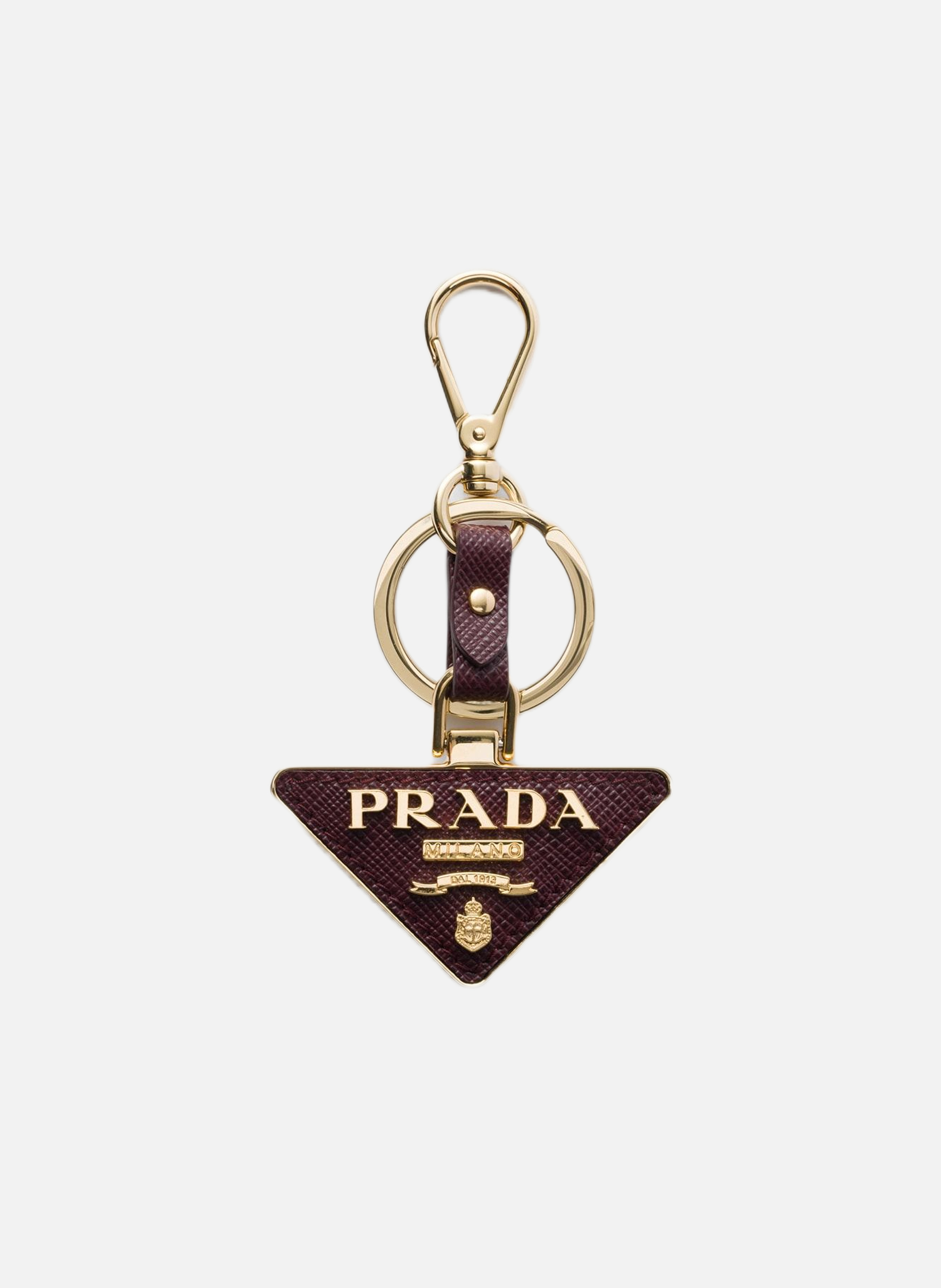 PRADA Porte-clé en cuir saffiano et métal Rouge