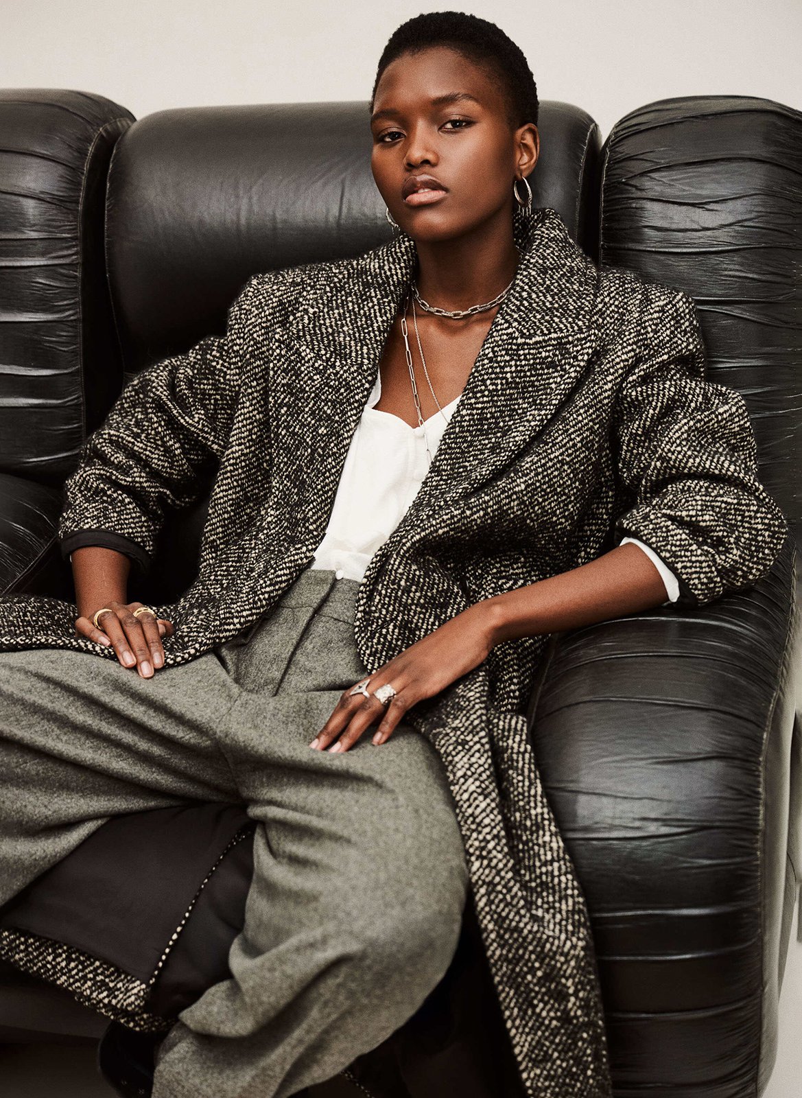 Manteau long en maille bicolore voxlow BA&SH Noir