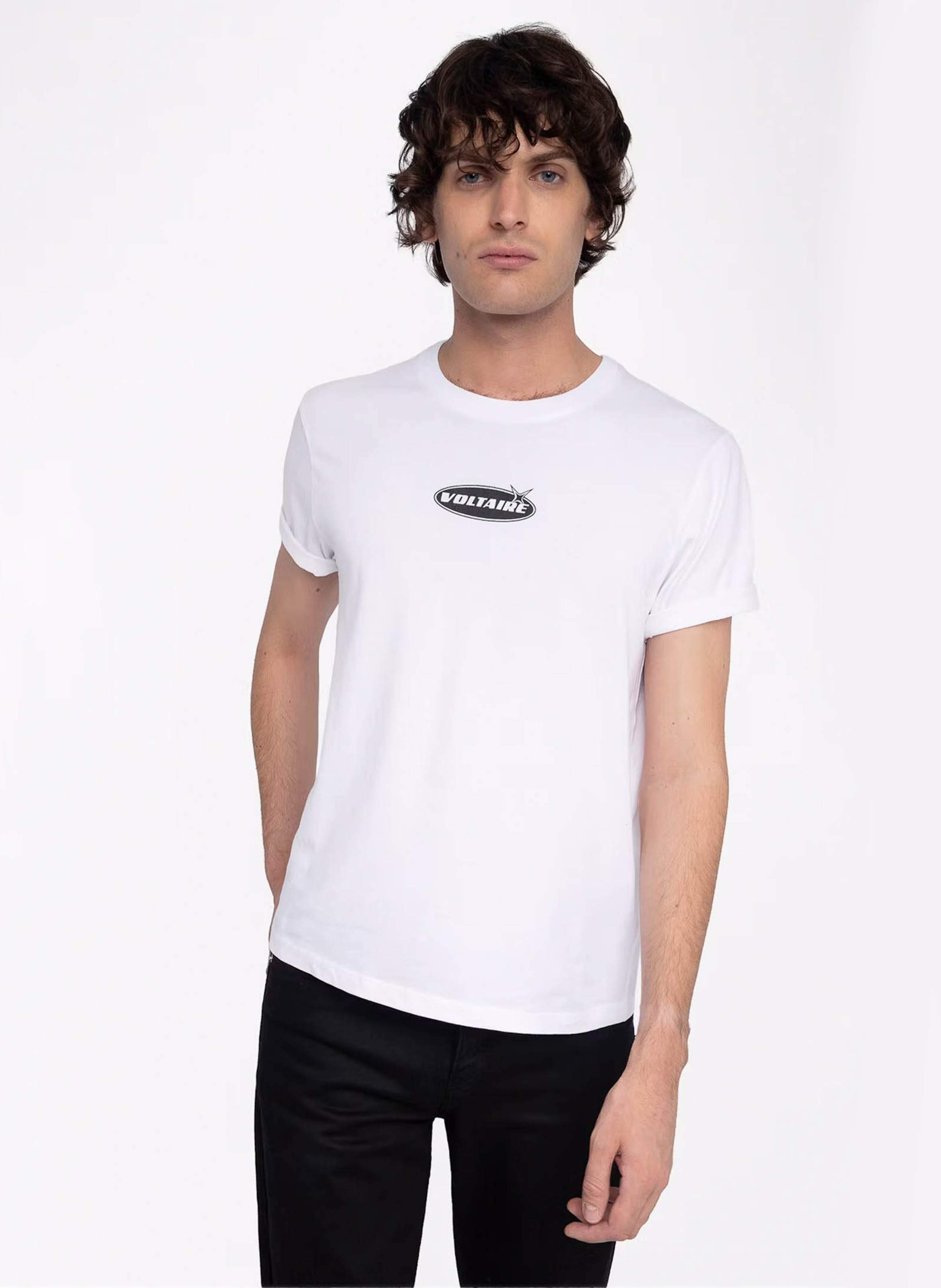 Tee-shirt droit col rond en coton tommy ZADIG&VOLTAIRE Blanc