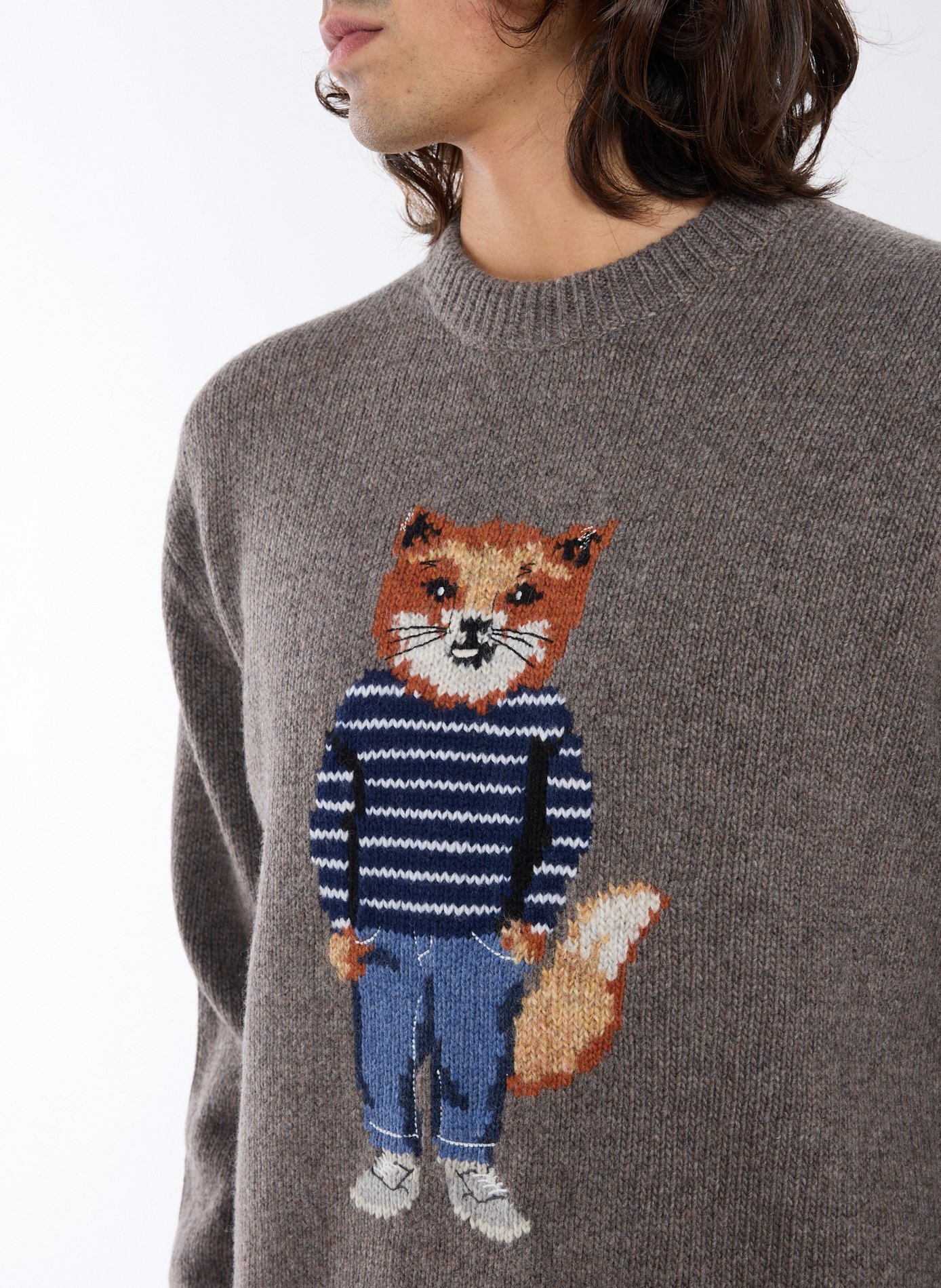 Fox Head blended wool sweater MAISON KITSUNÉ Grey