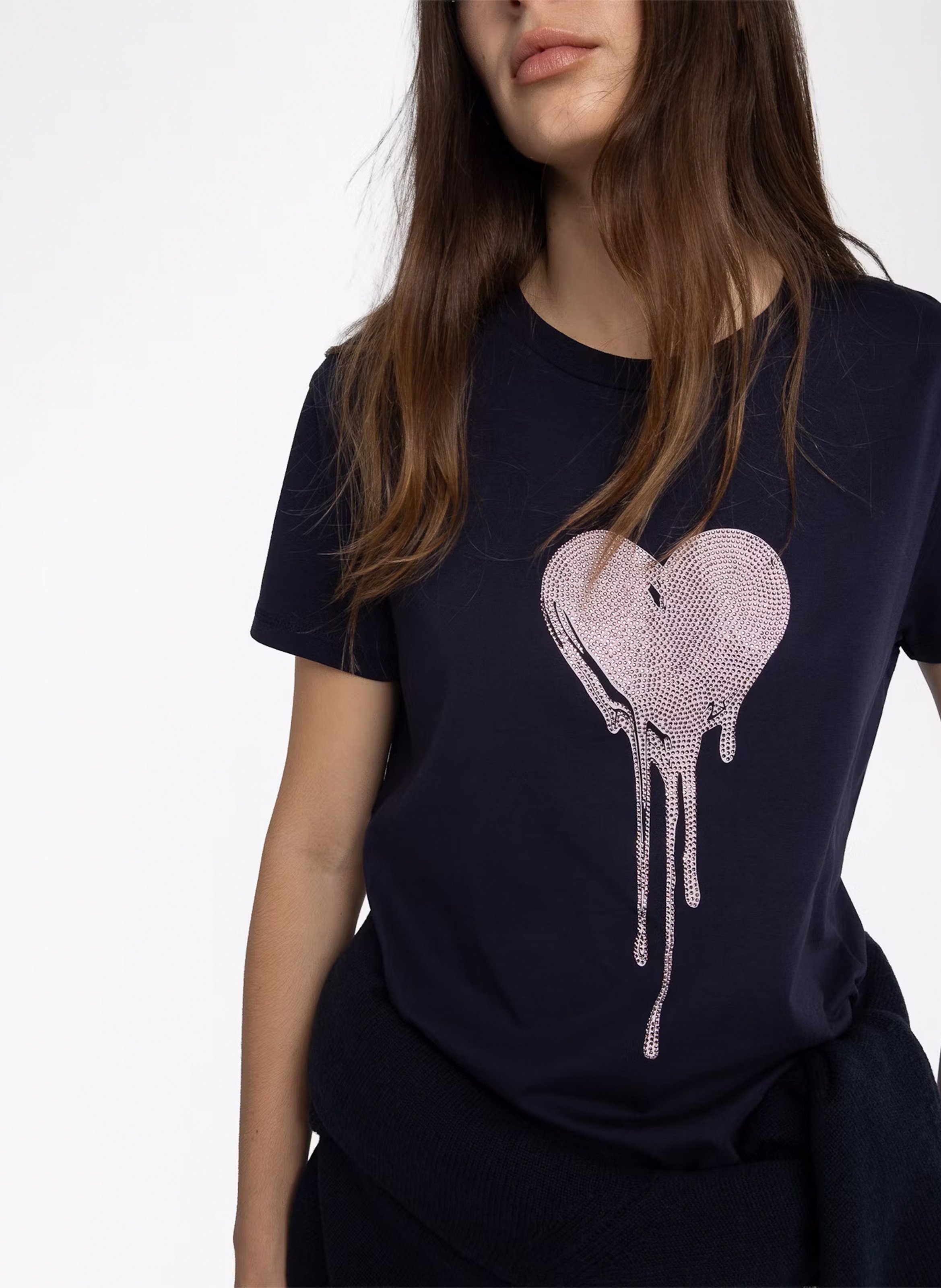 Tee-shirt droit col rond en coton walk Bleu