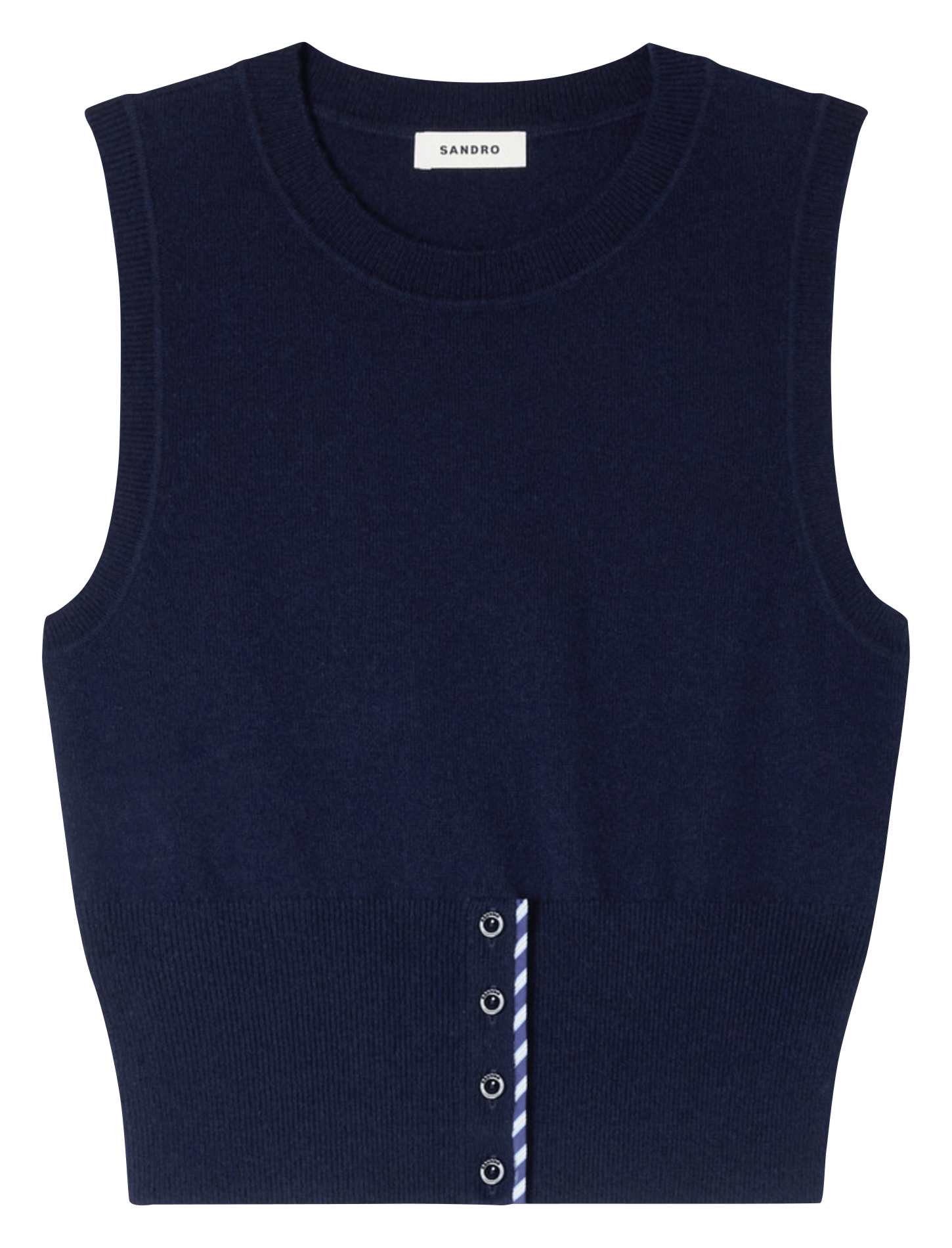 Pull col rond en laine mélangée SANDRO Bleu