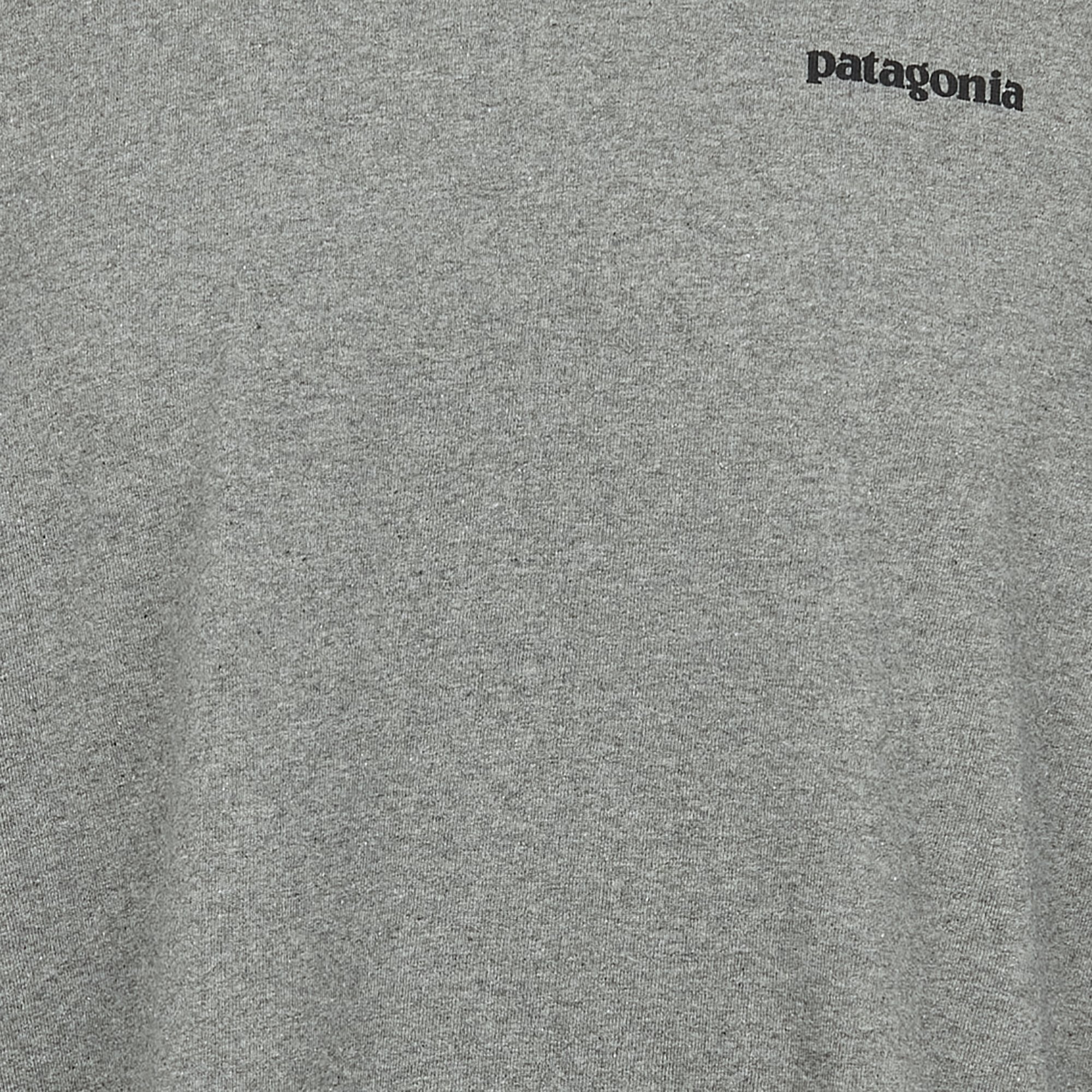 Tee-shirt col rond regular-fit sérigraphié en coton recyclé mélangé PATAGONIA Gris