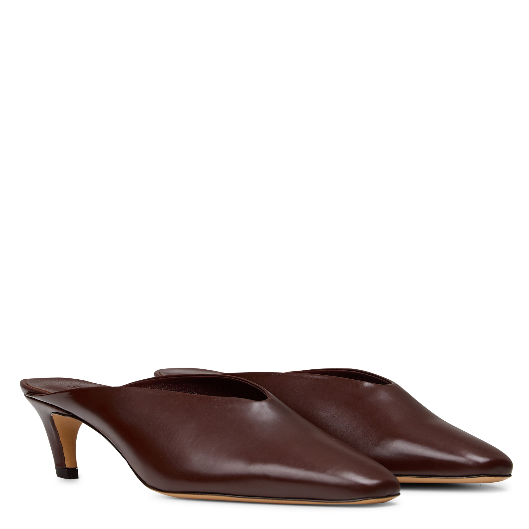 Mules à talon en cuir Amalie SOEUR Marron