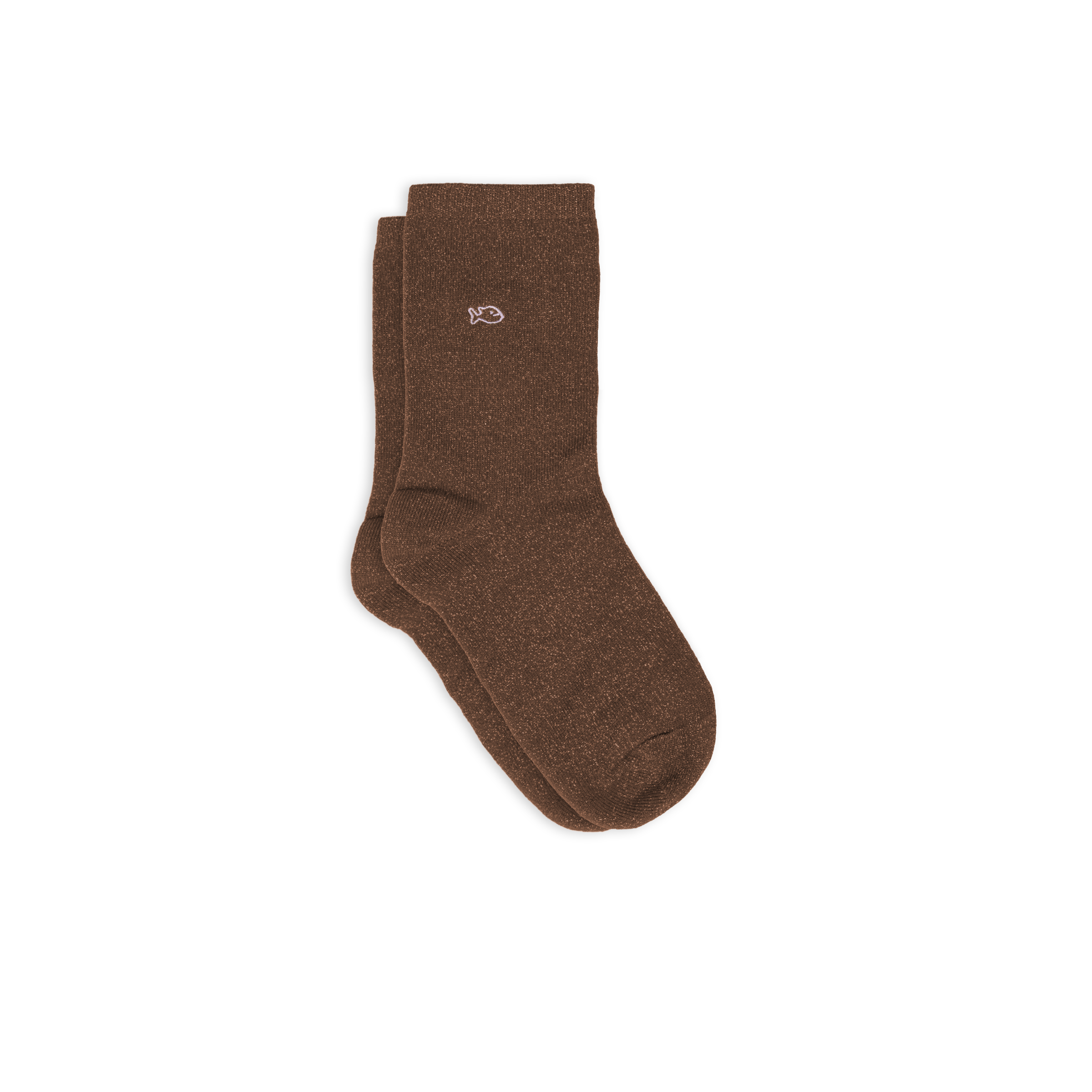 Chaussettes pailletées en coton peigné unies BILLYBELT Marron