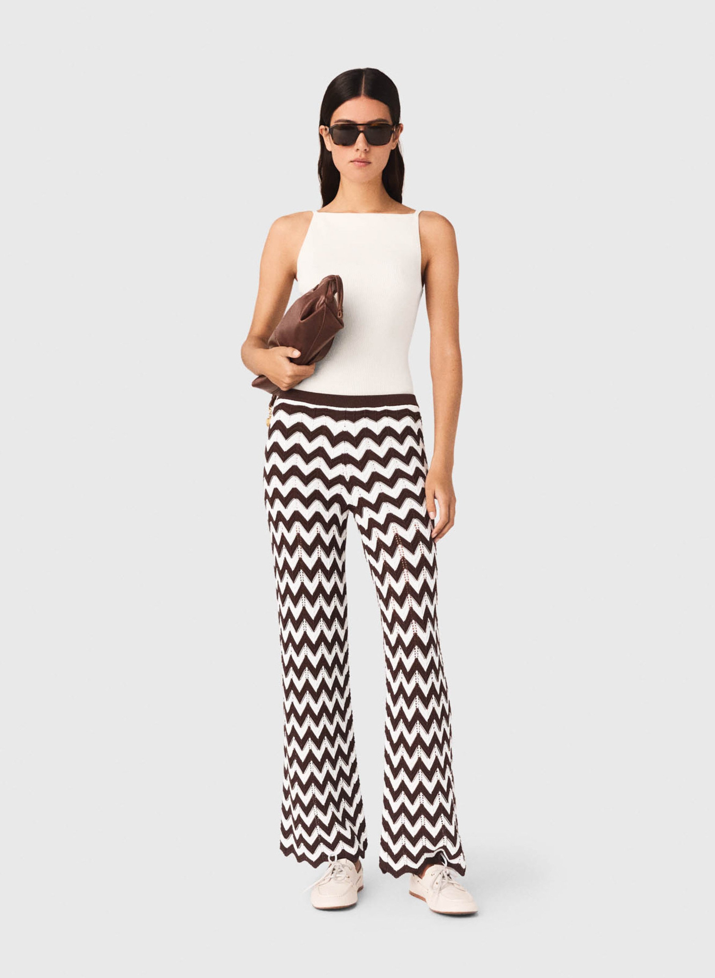 Pantalon évasée en coton MAJE Marron