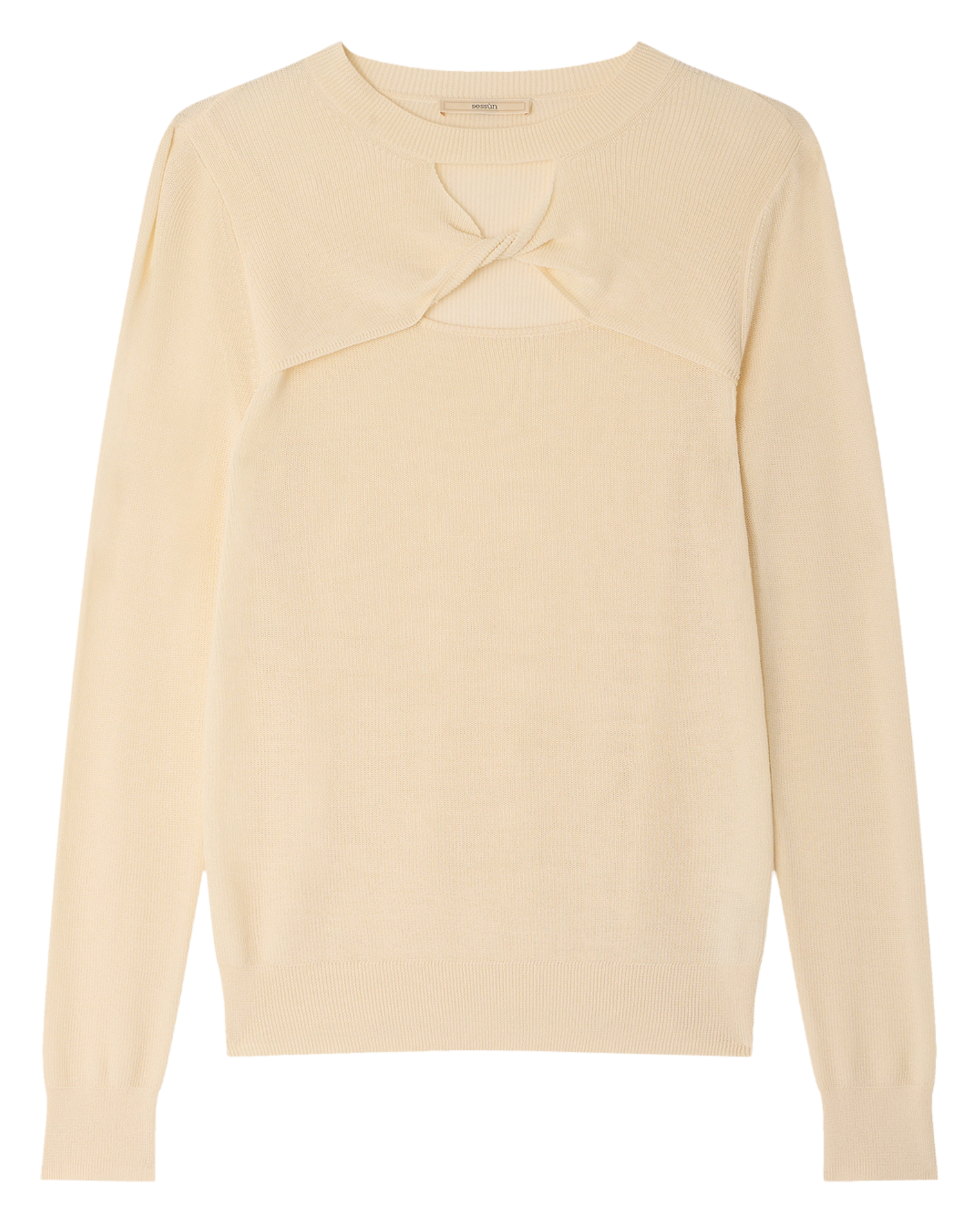 Pull droit col rond en coton aurino SESSUN Beige