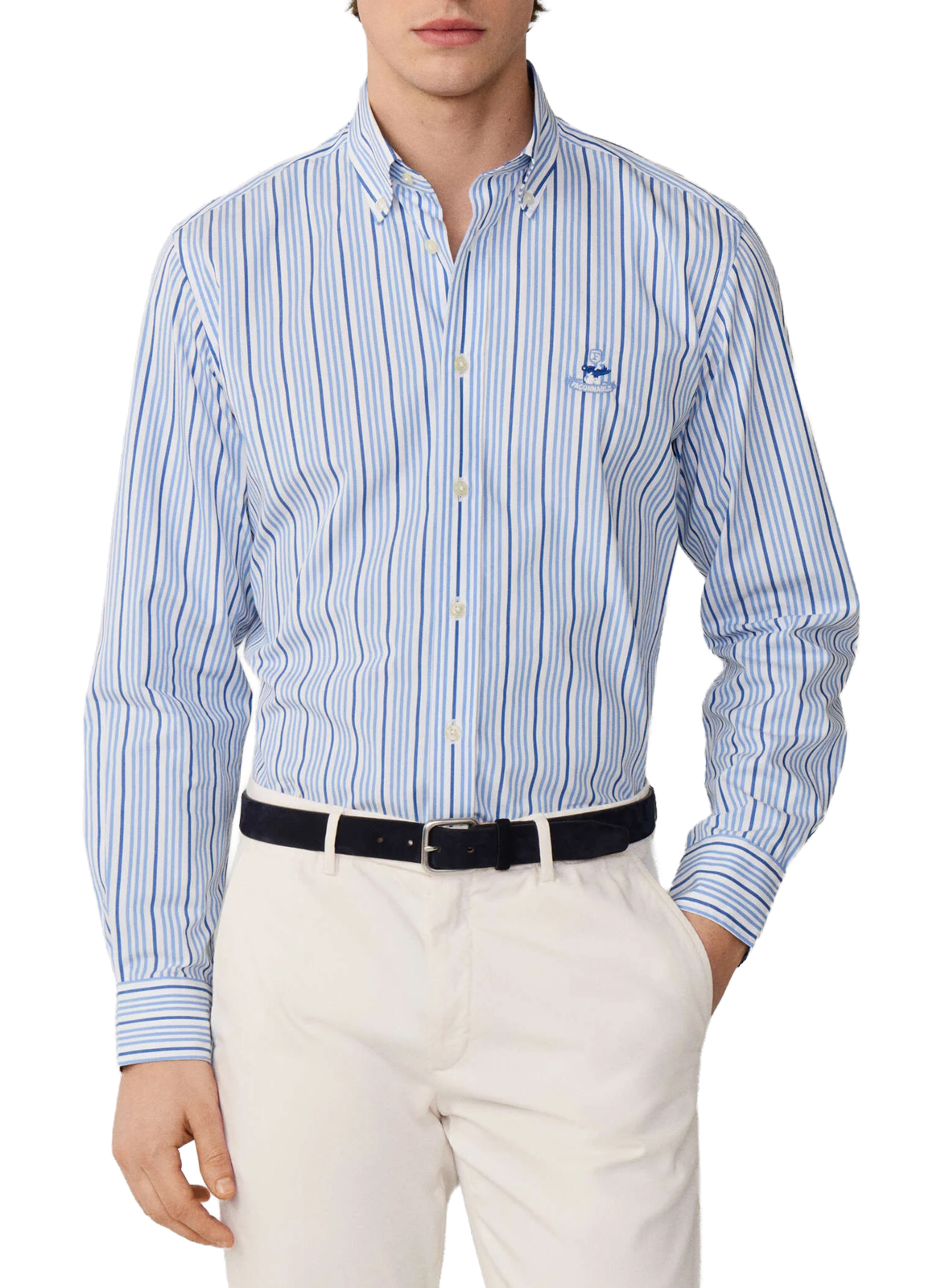 Striped shirt with American collar in cotton FACONNABLE Blue